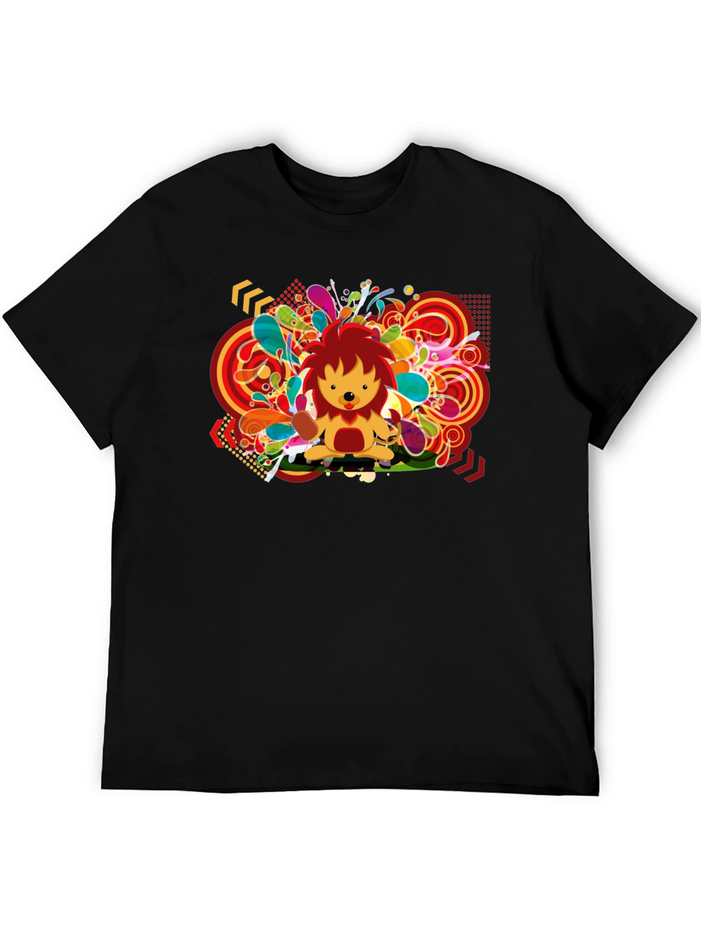 Funky Lion Graphic Black T-Shirt