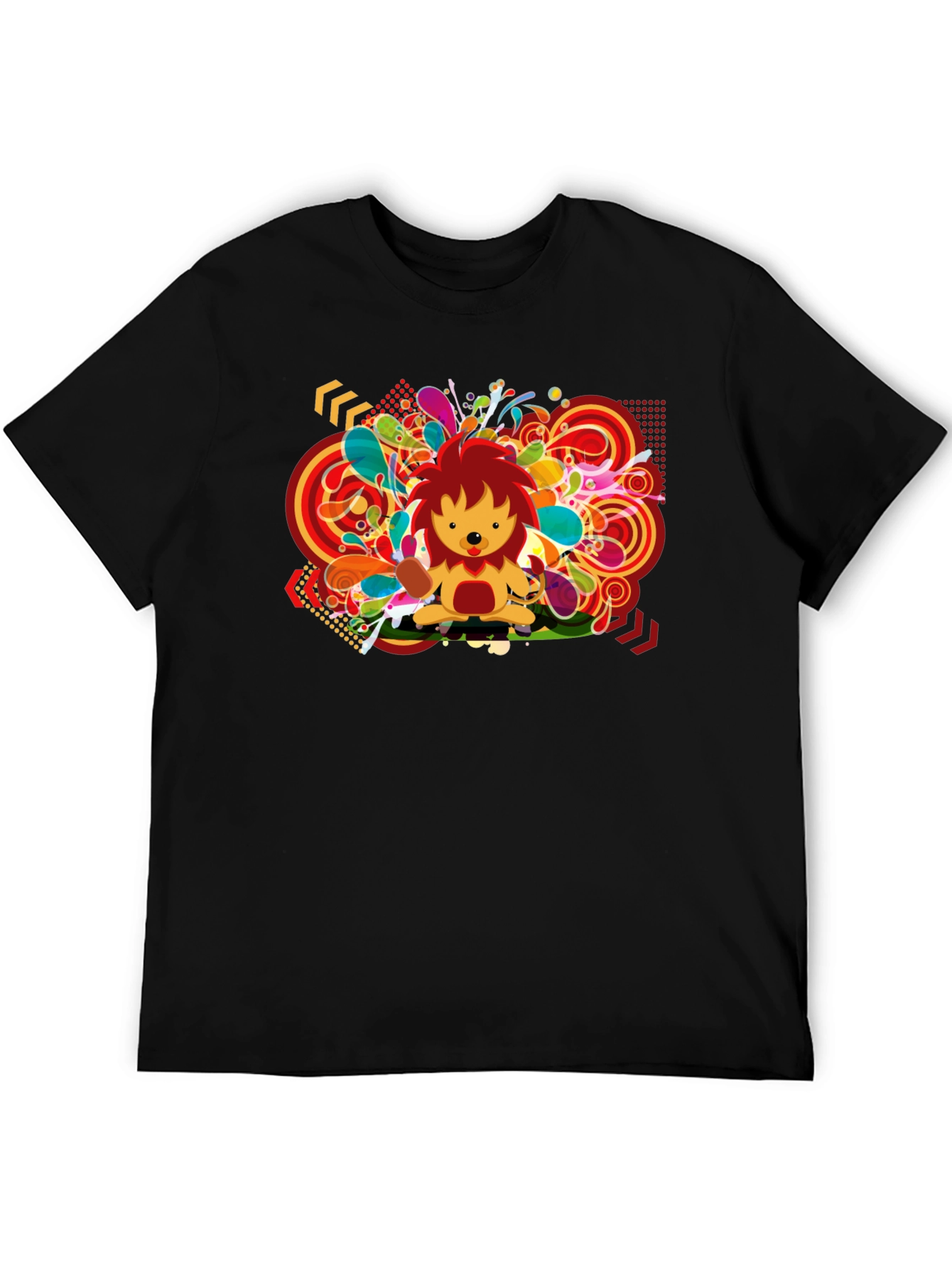 Funky Lion Graphic Black T-Shirt