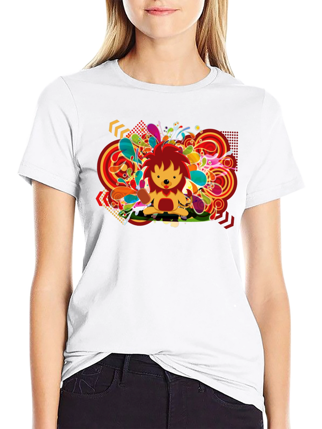 Funky Lion Graphic Black T-Shirt