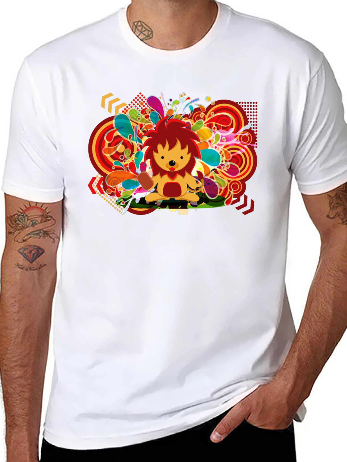 Funky Lion Graphic Black T-Shirt