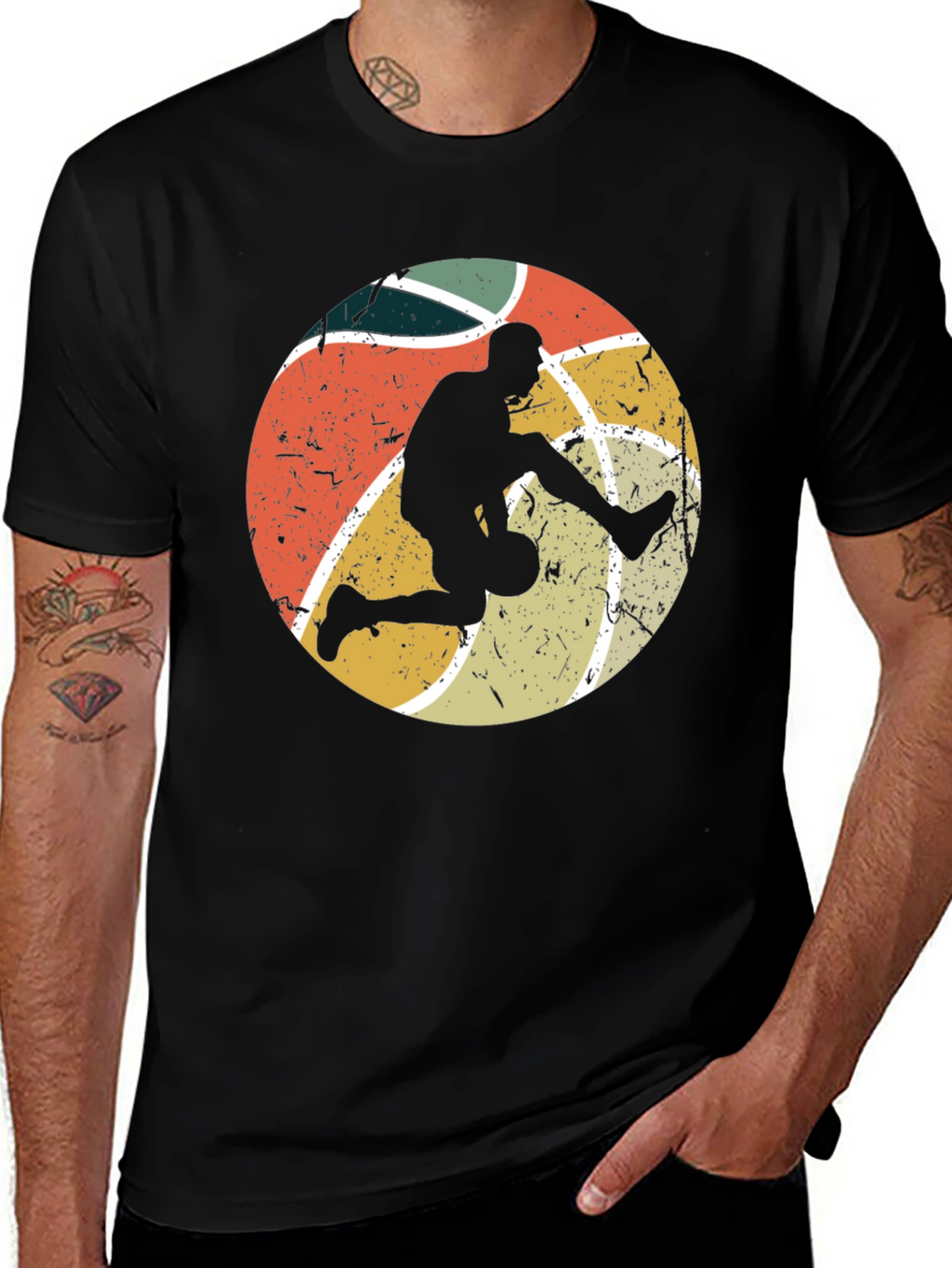 Retro Basketball Player Graphic T-Shirt