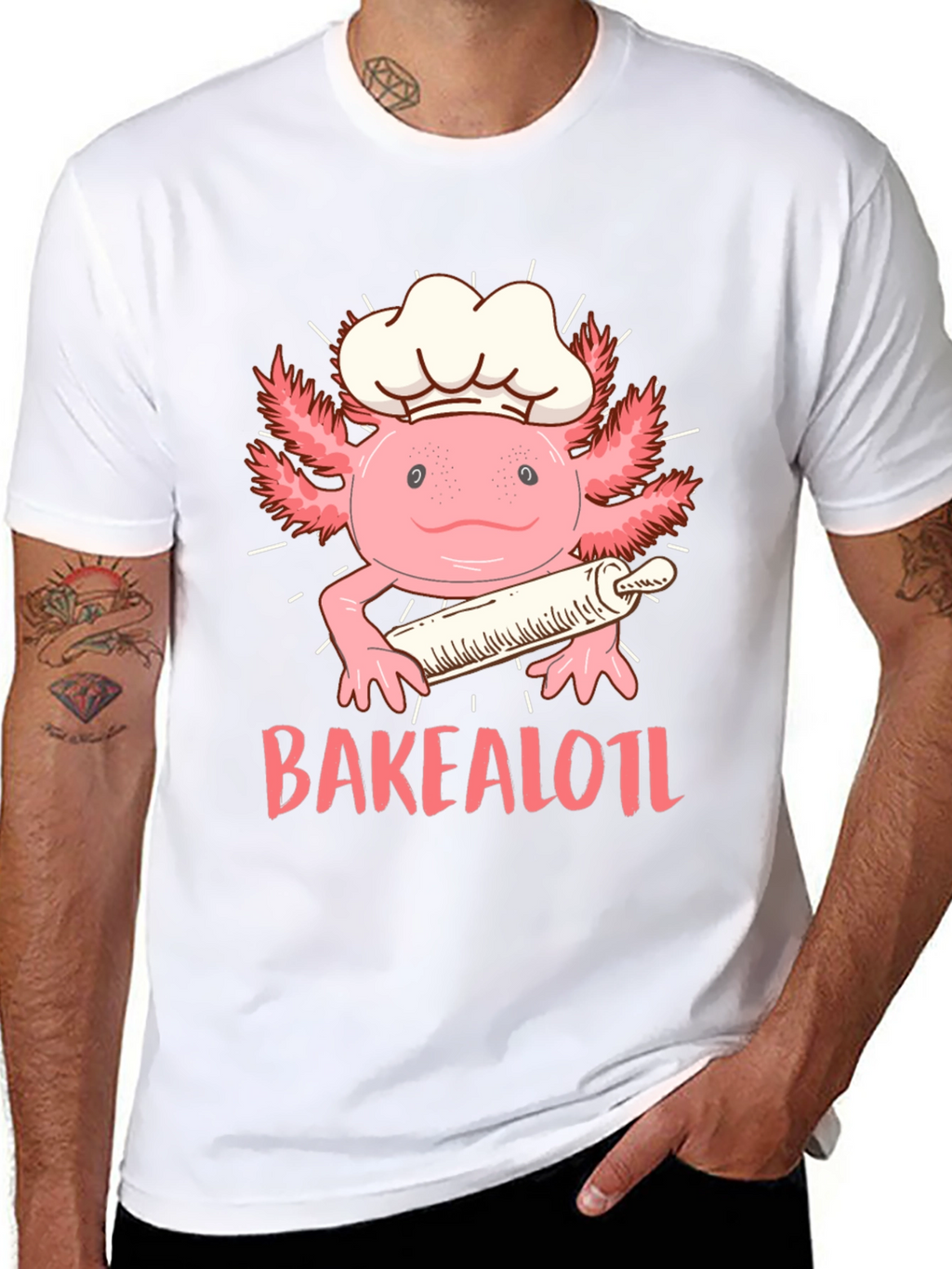 Bakealotl T-Shirt: Chef Axolotl with Rolling Pin