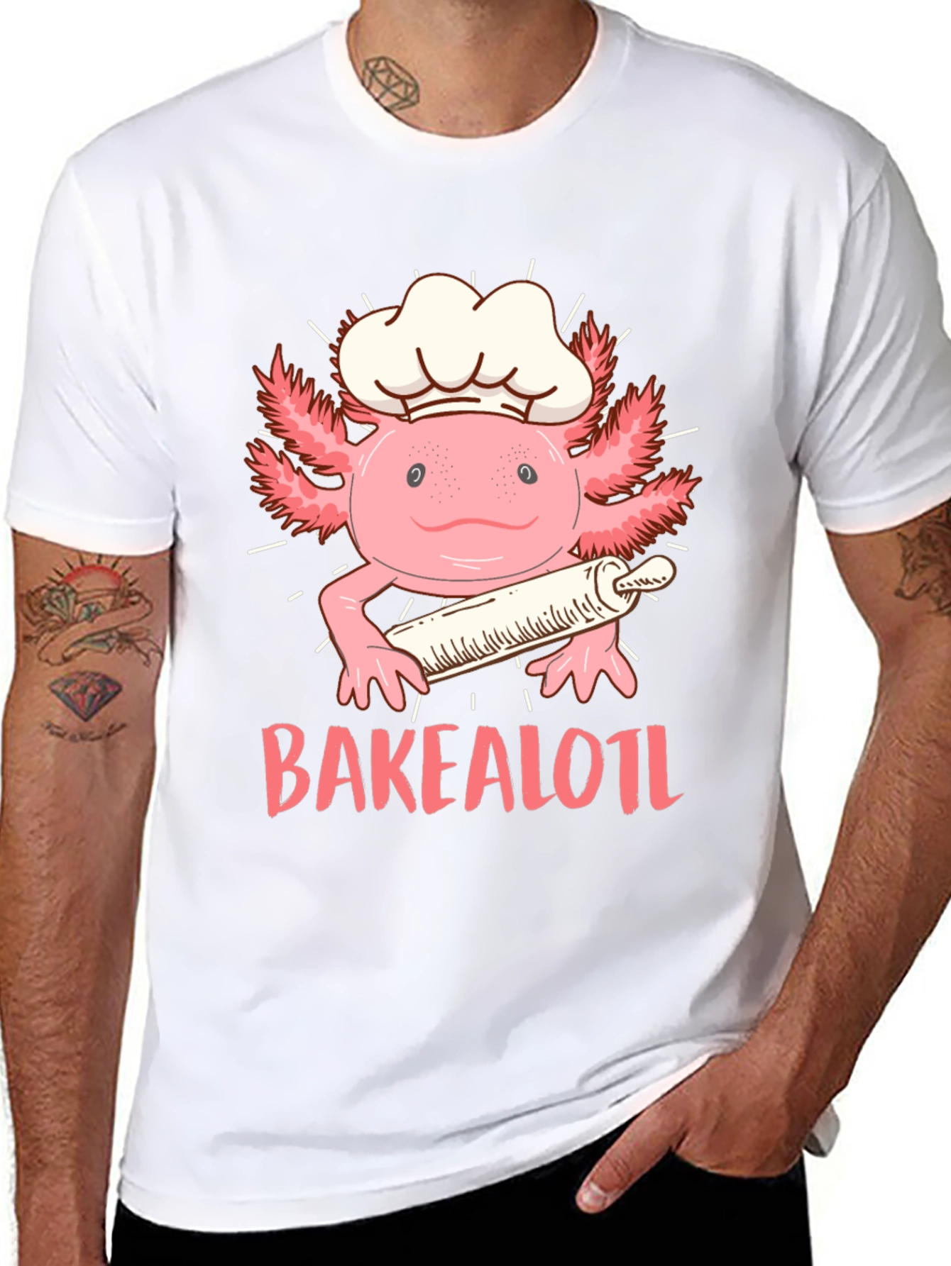 Bakealotl T-Shirt: Chef Axolotl with Rolling Pin