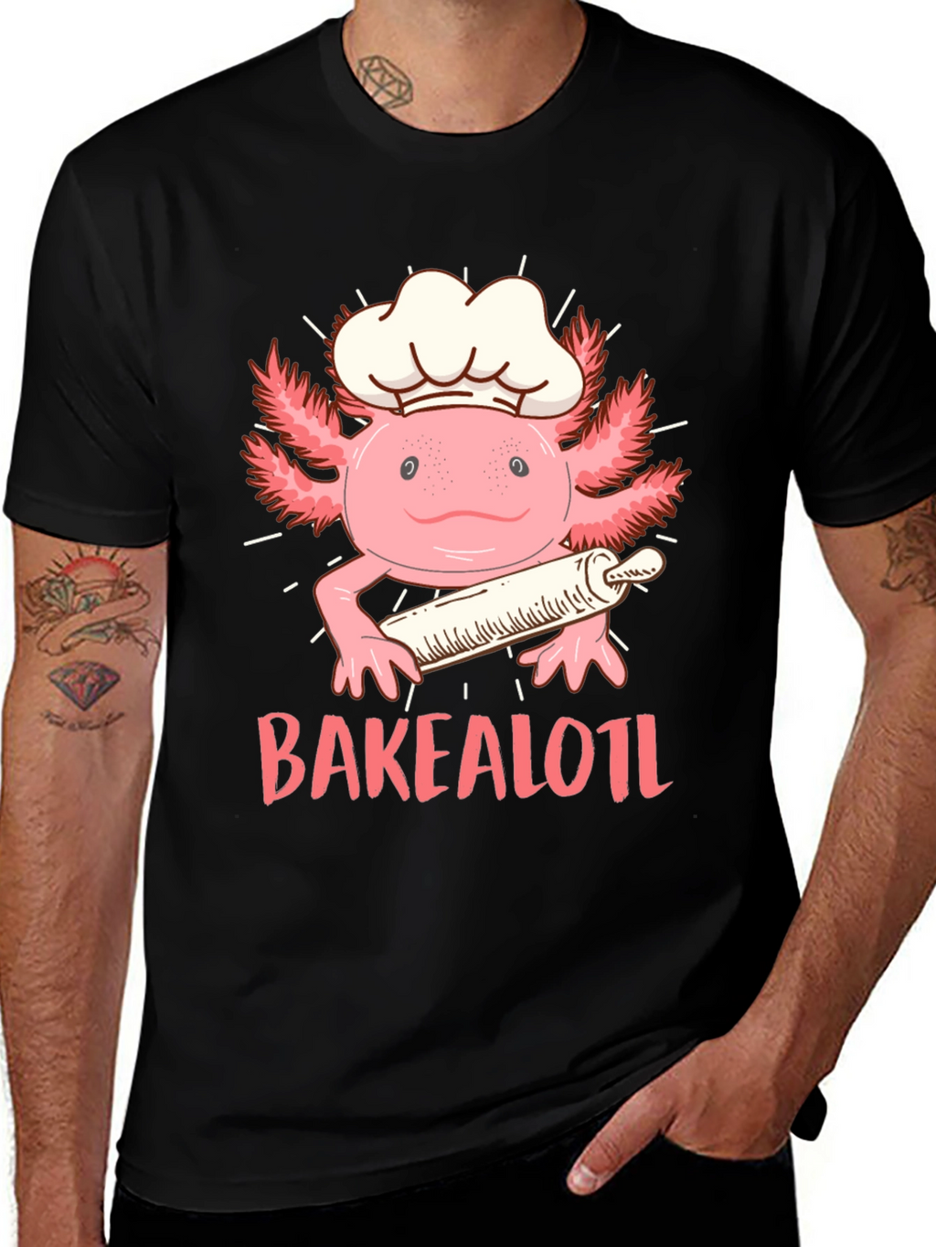 Bakealotl T-Shirt: Chef Axolotl with Rolling Pin