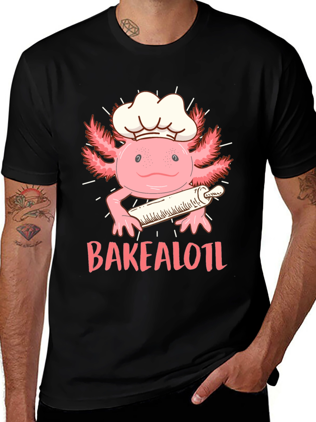 Bakealotl T-Shirt: Chef Axolotl with Rolling Pin