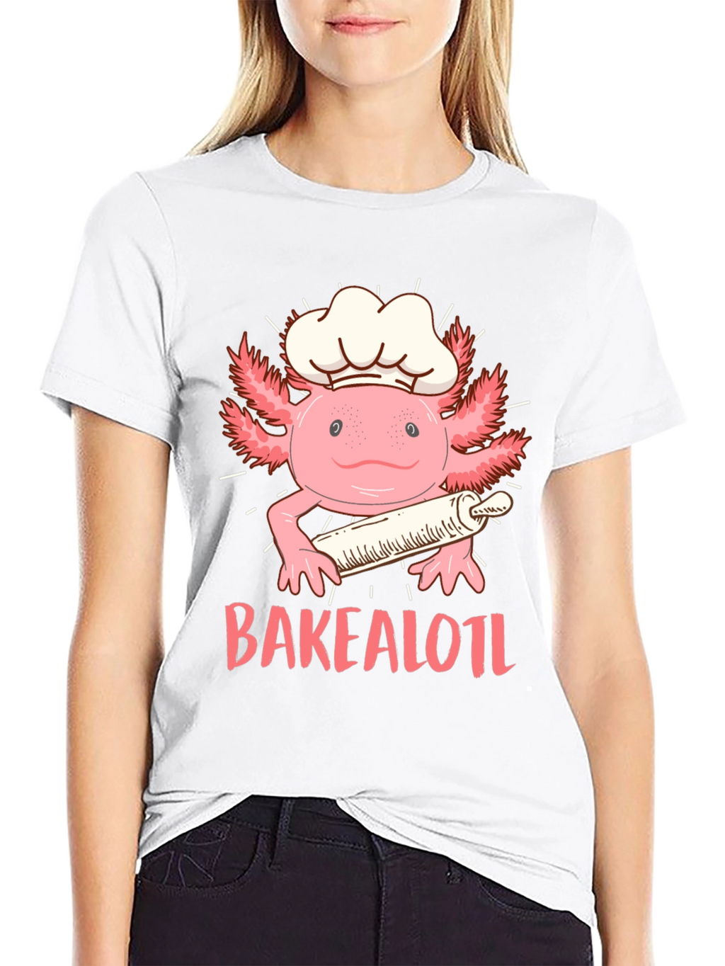Bakealotl T-Shirt: Chef Axolotl with Rolling Pin