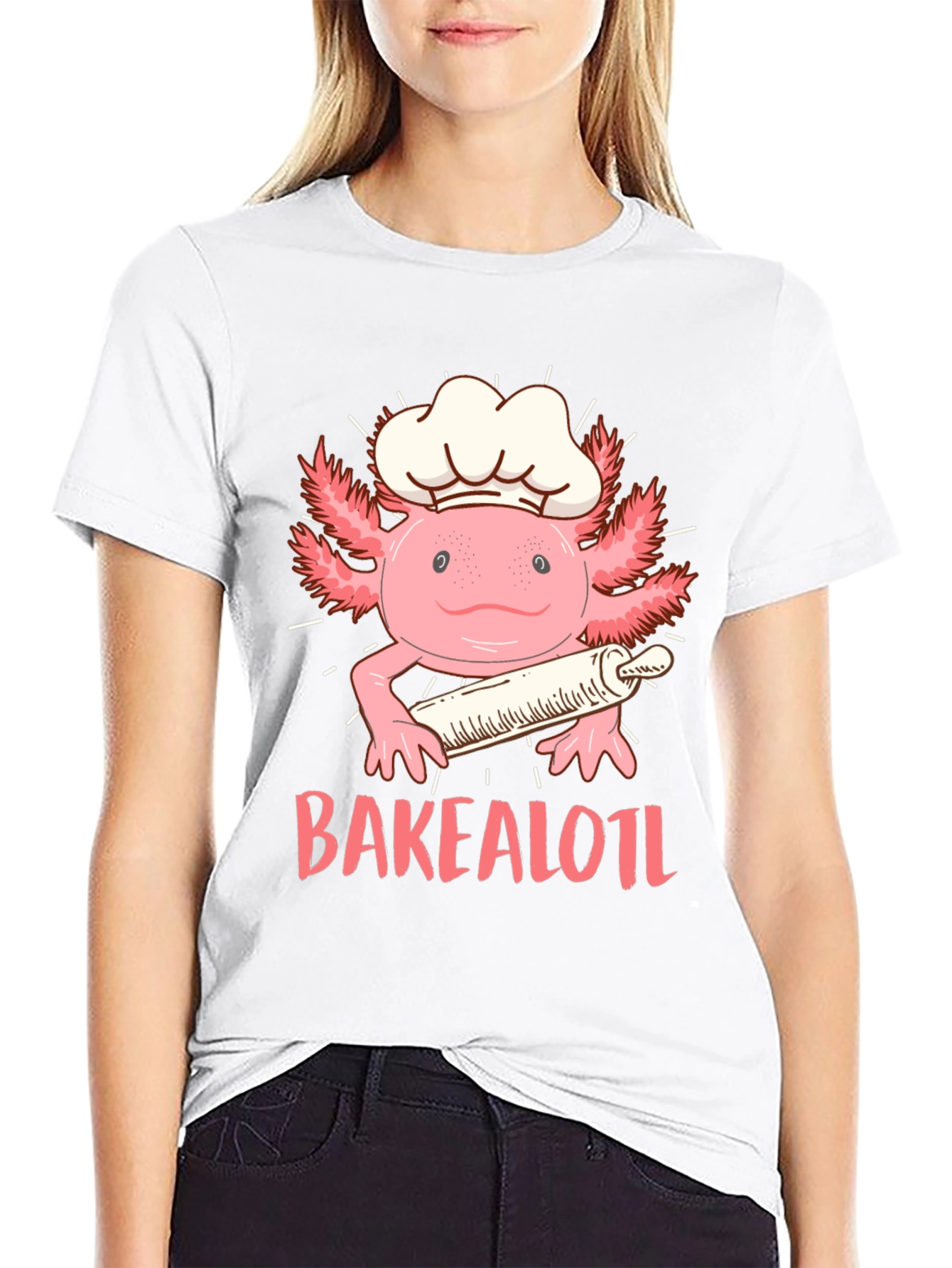 Bakealotl T-Shirt: Chef Axolotl with Rolling Pin