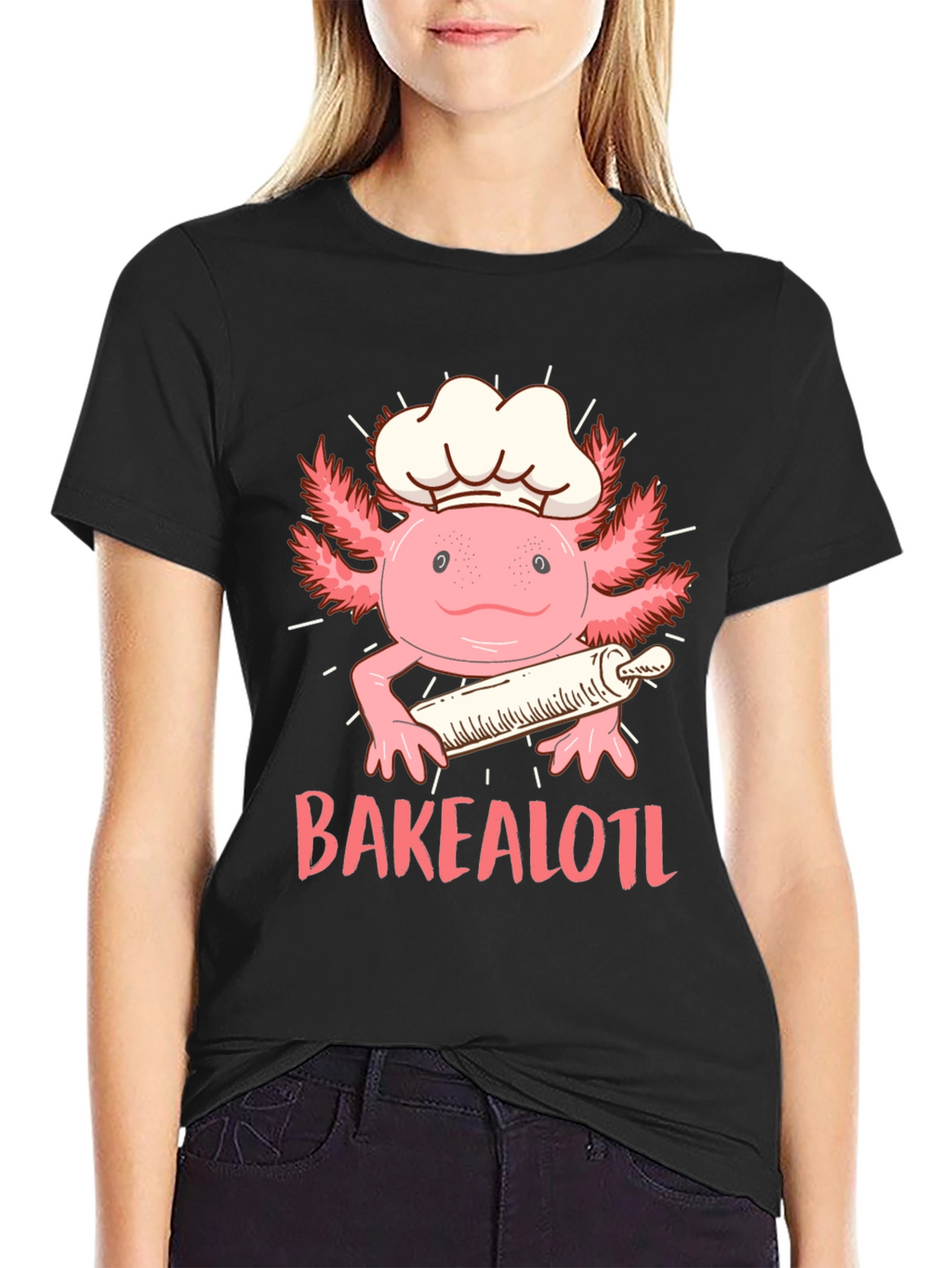 Bakealotl T-Shirt: Chef Axolotl with Rolling Pin