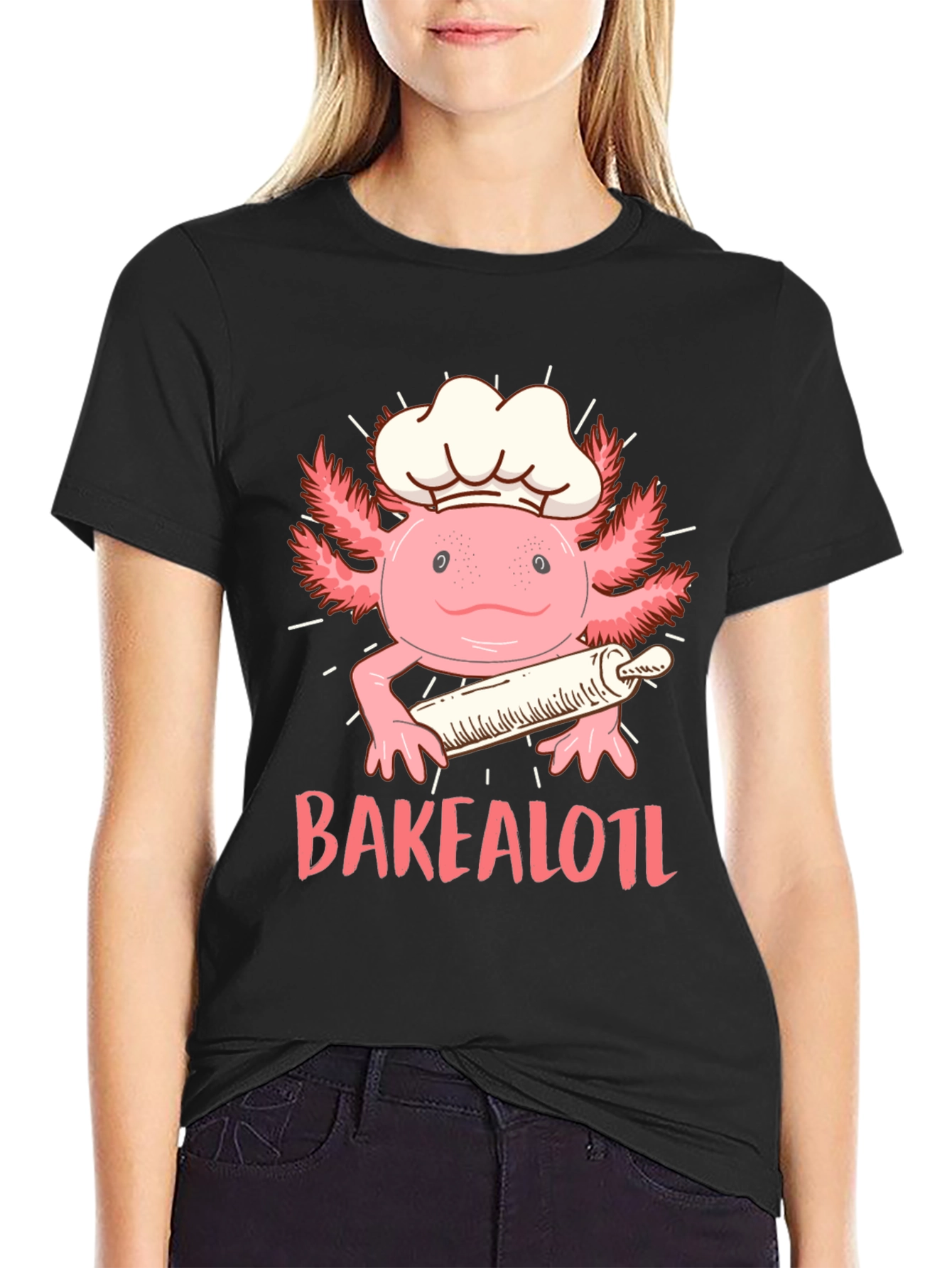 Bakealotl T-Shirt: Chef Axolotl with Rolling Pin
