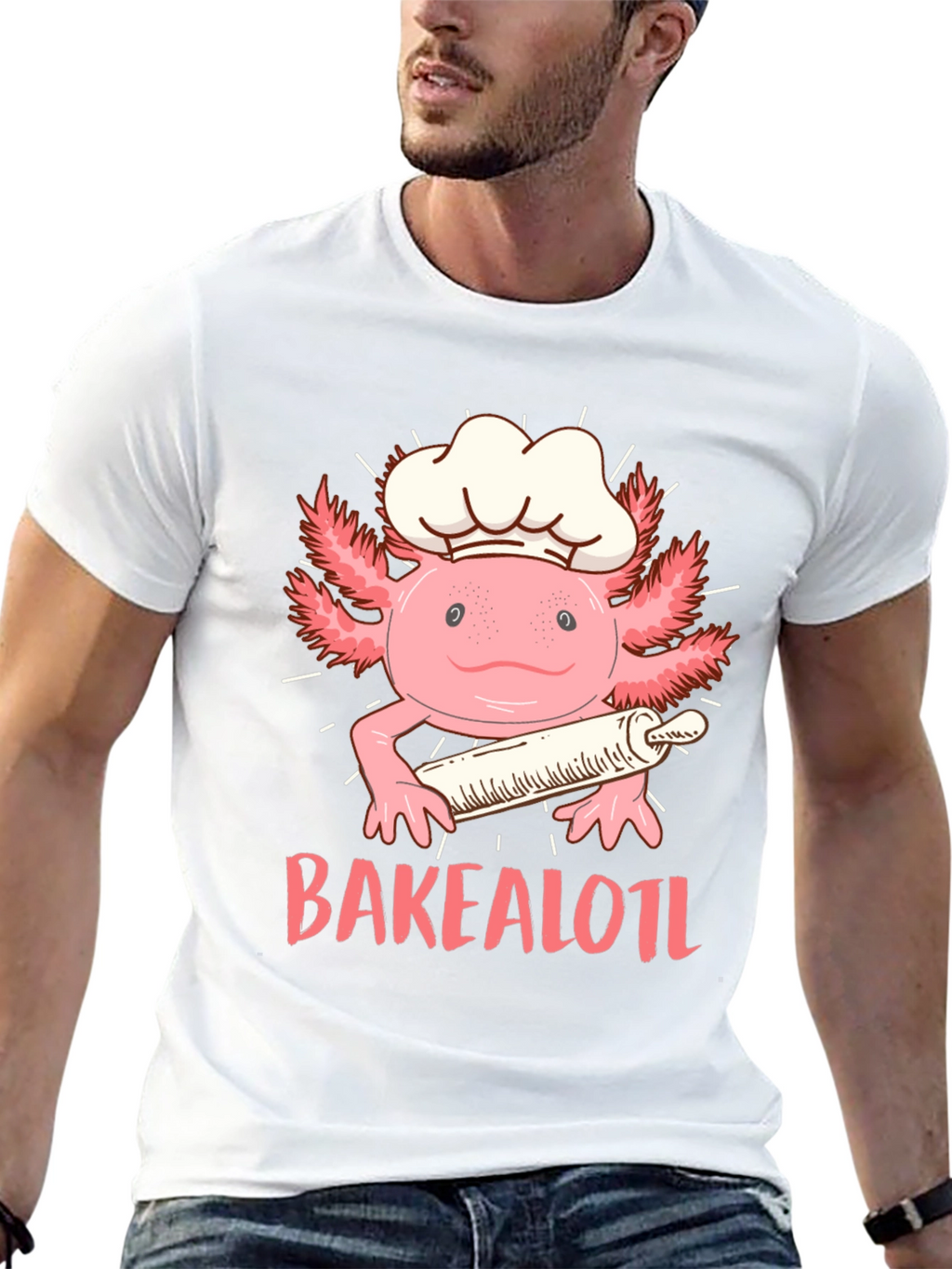 Bakealotl T-Shirt: Chef Axolotl with Rolling Pin