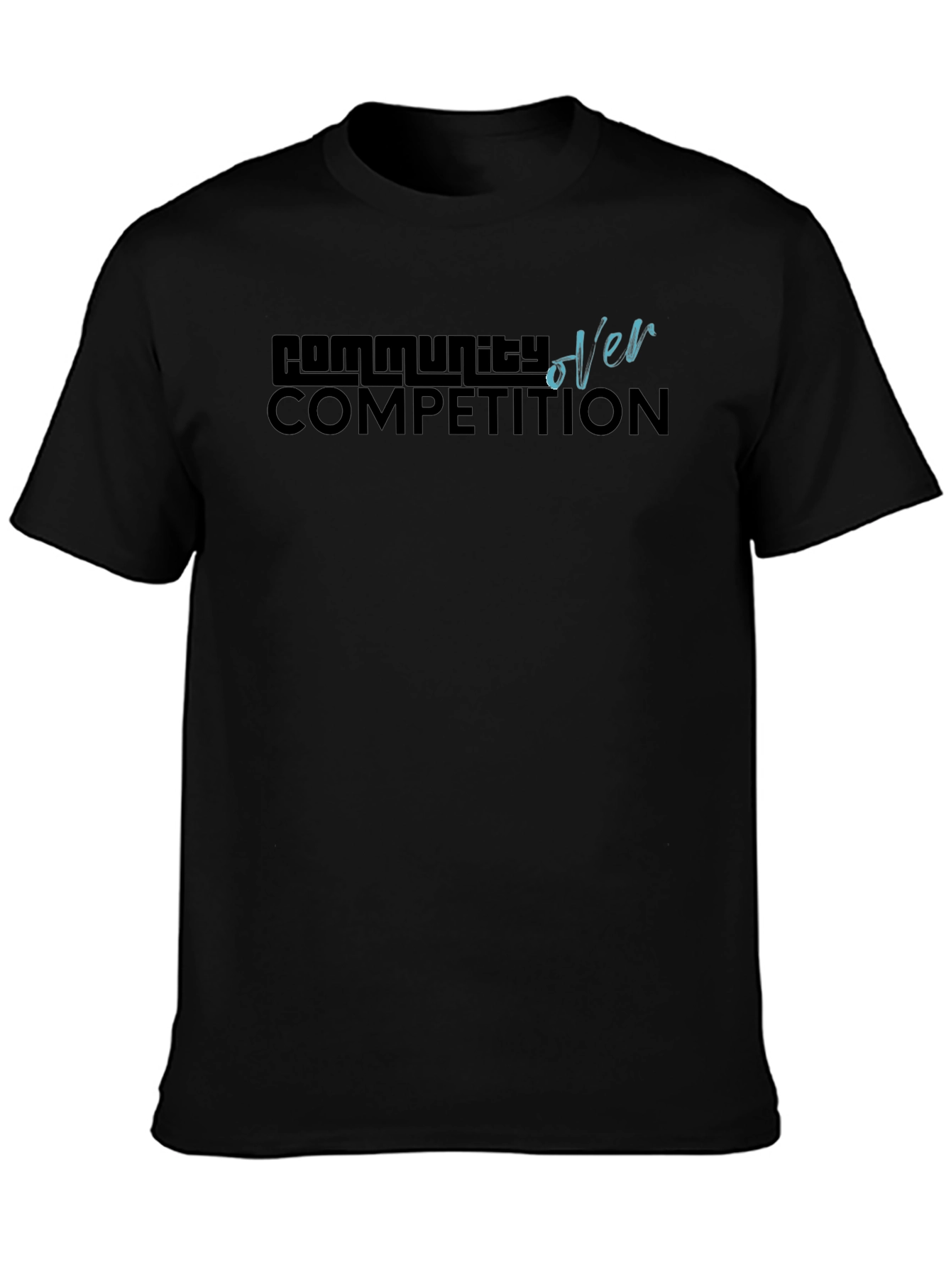 Community Over Competition Black Graphic Tee