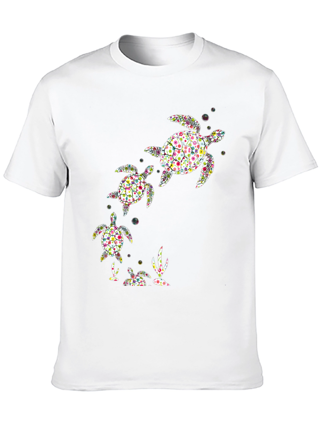 Turtle Family Graphic Tee - Black Cotton Shirt