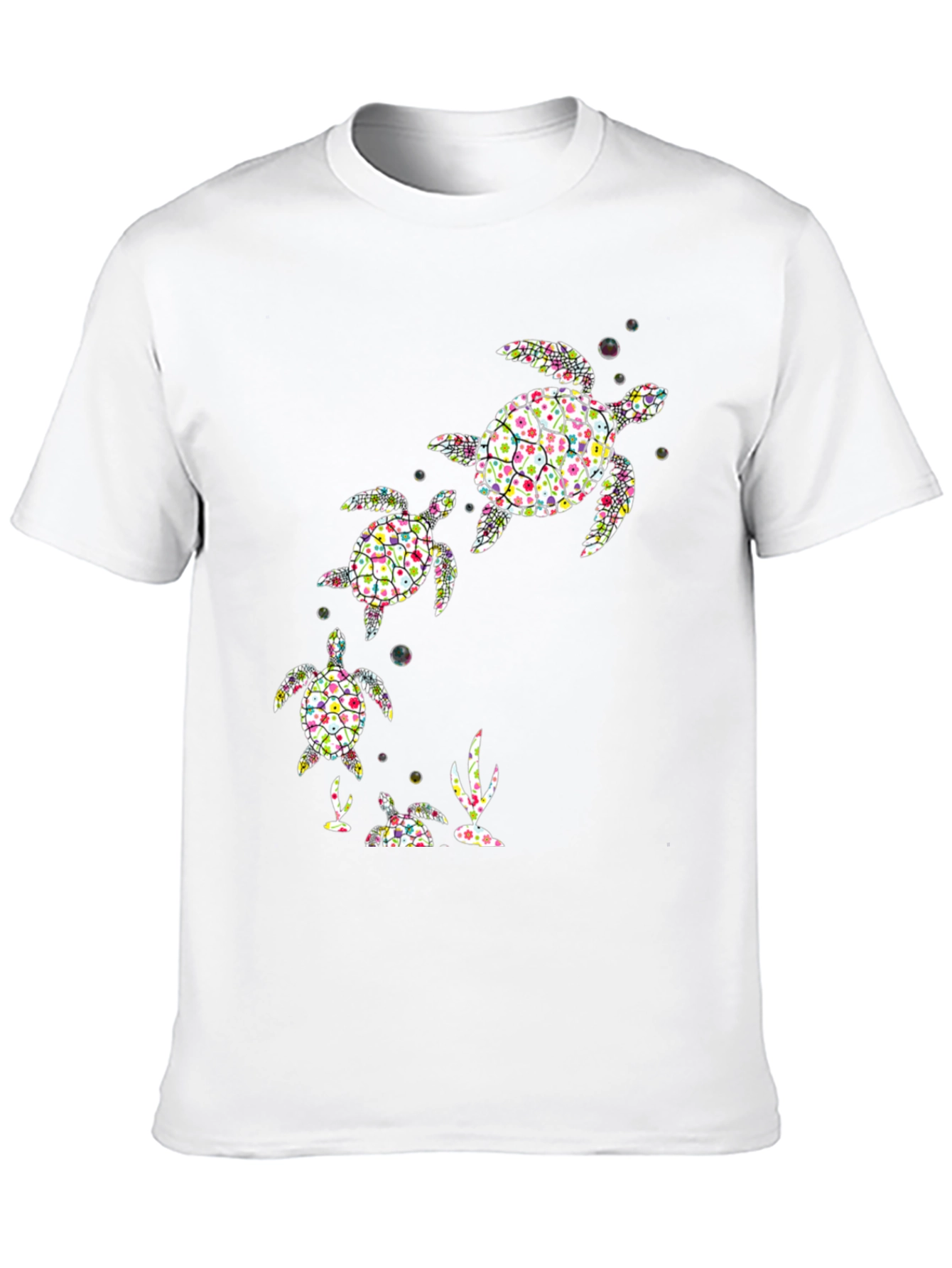 Turtle Family Graphic Tee - Black Cotton Shirt
