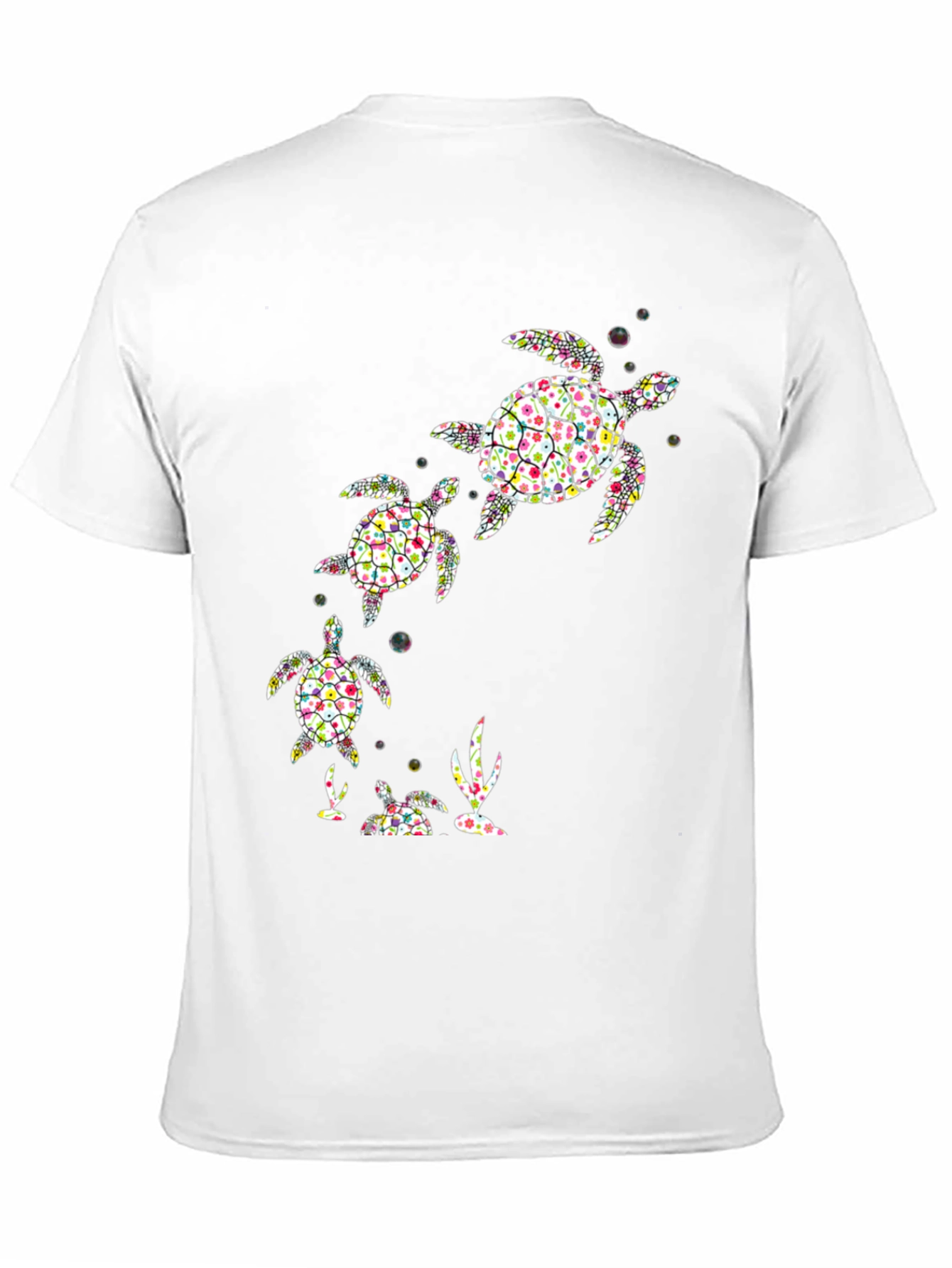 Turtle Family Graphic Tee - Black Cotton Shirt