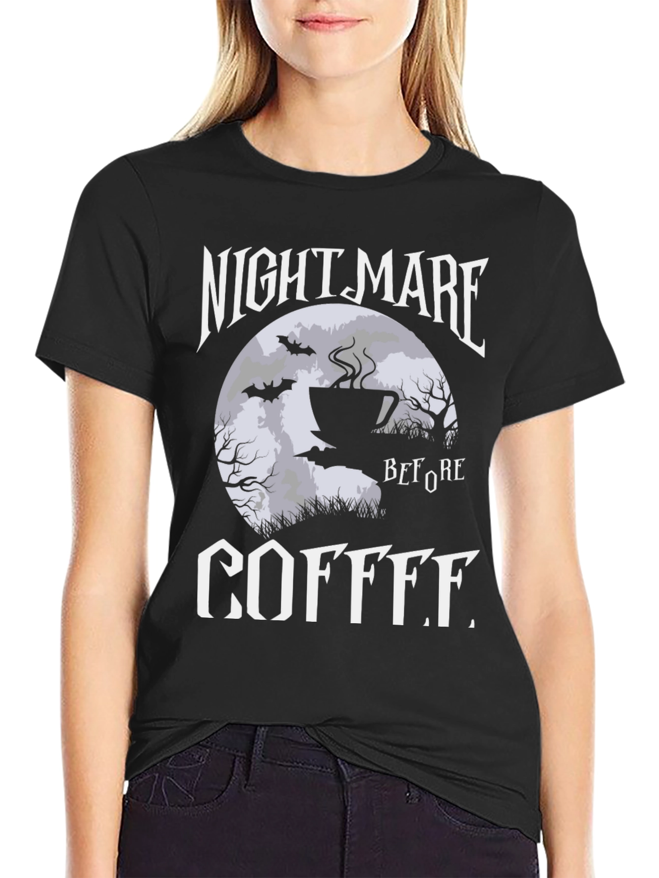 Nightmare Before Coffee Graphic Tee - Black