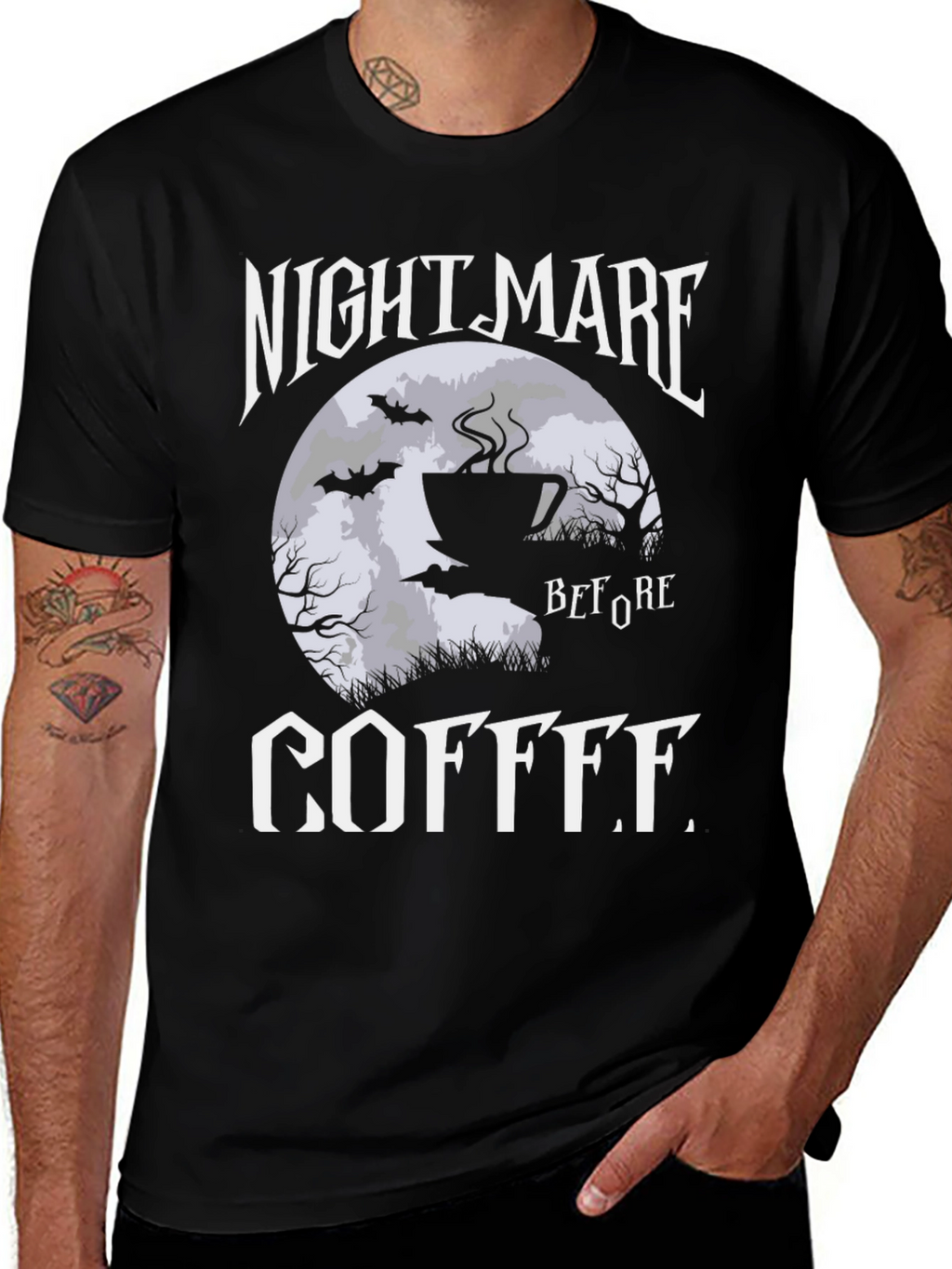 Nightmare Before Coffee Graphic Tee - Black