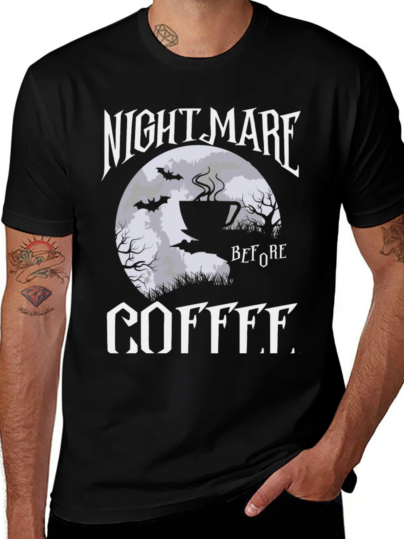 Nightmare Before Coffee Graphic Tee - Black