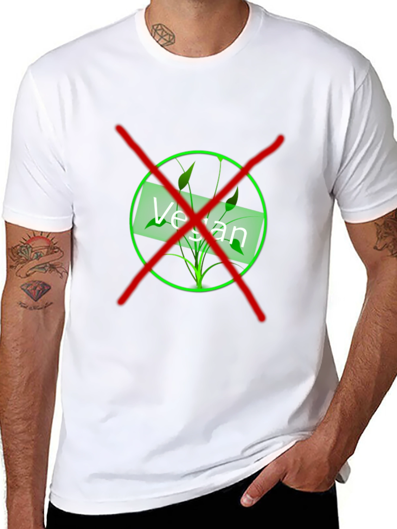 Anti-Vegan T-Shirt - Black Graphic Design