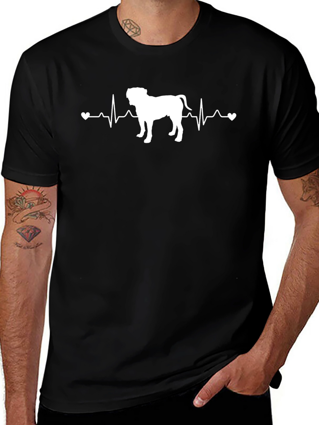 Dog Heartbeat T-Shirt - Black Cotton Tee