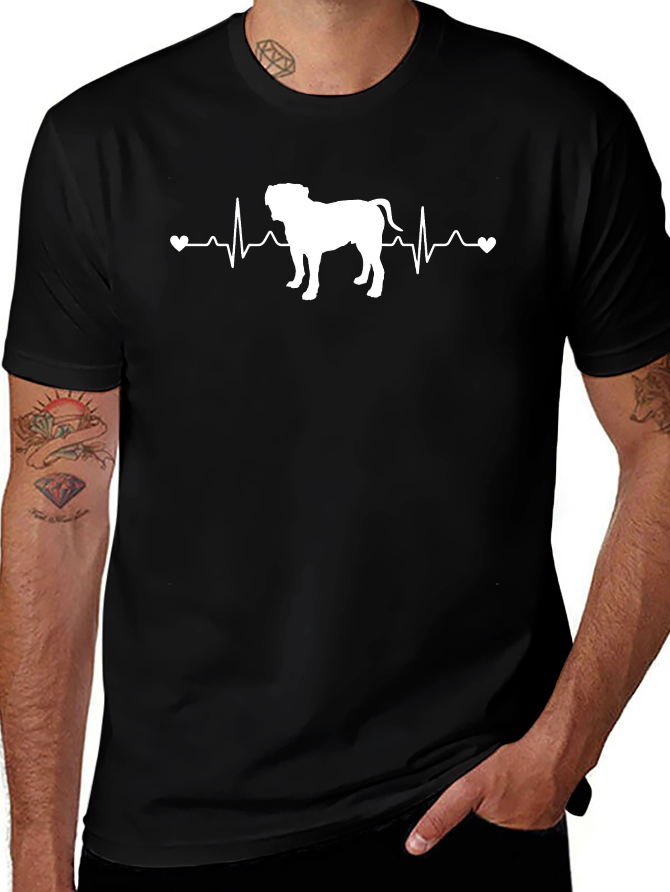 Dog Heartbeat T-Shirt - Black Cotton Tee