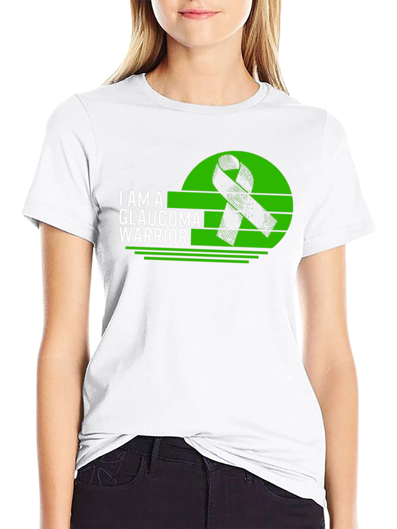 Glaucoma Warrior Awareness T-Shirt - Black Ribbon Design