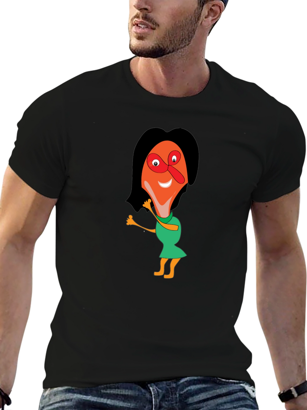 Cartoon Graphic Tee - Black Unisex Shirt