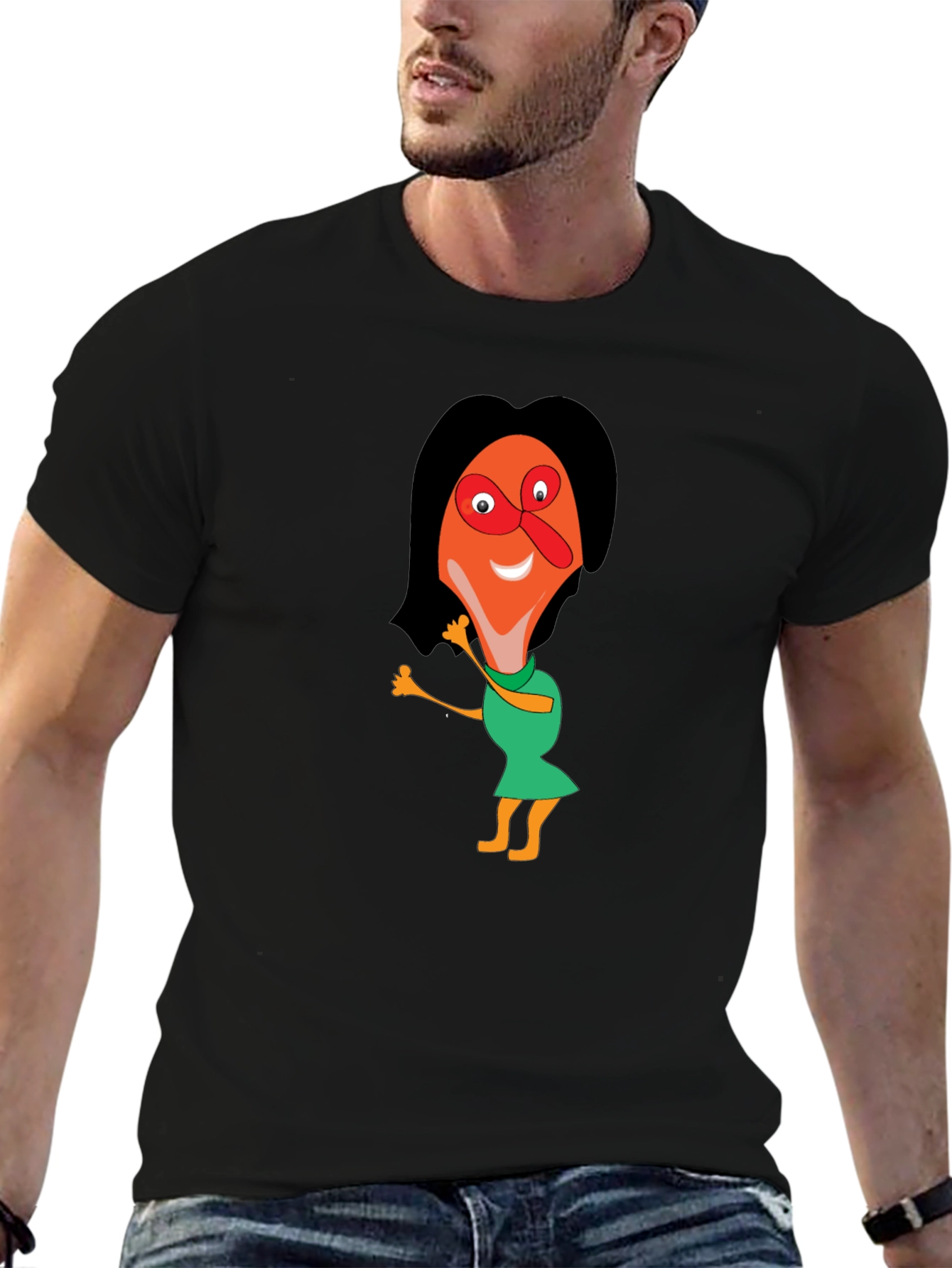Cartoon Graphic Tee - Black Unisex Shirt