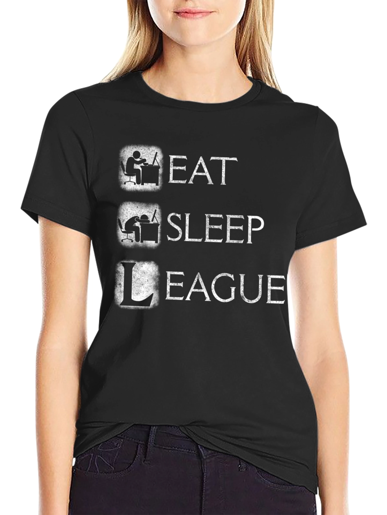 Eat Sleep League Gamer T-Shirt - Black Cotton Tee