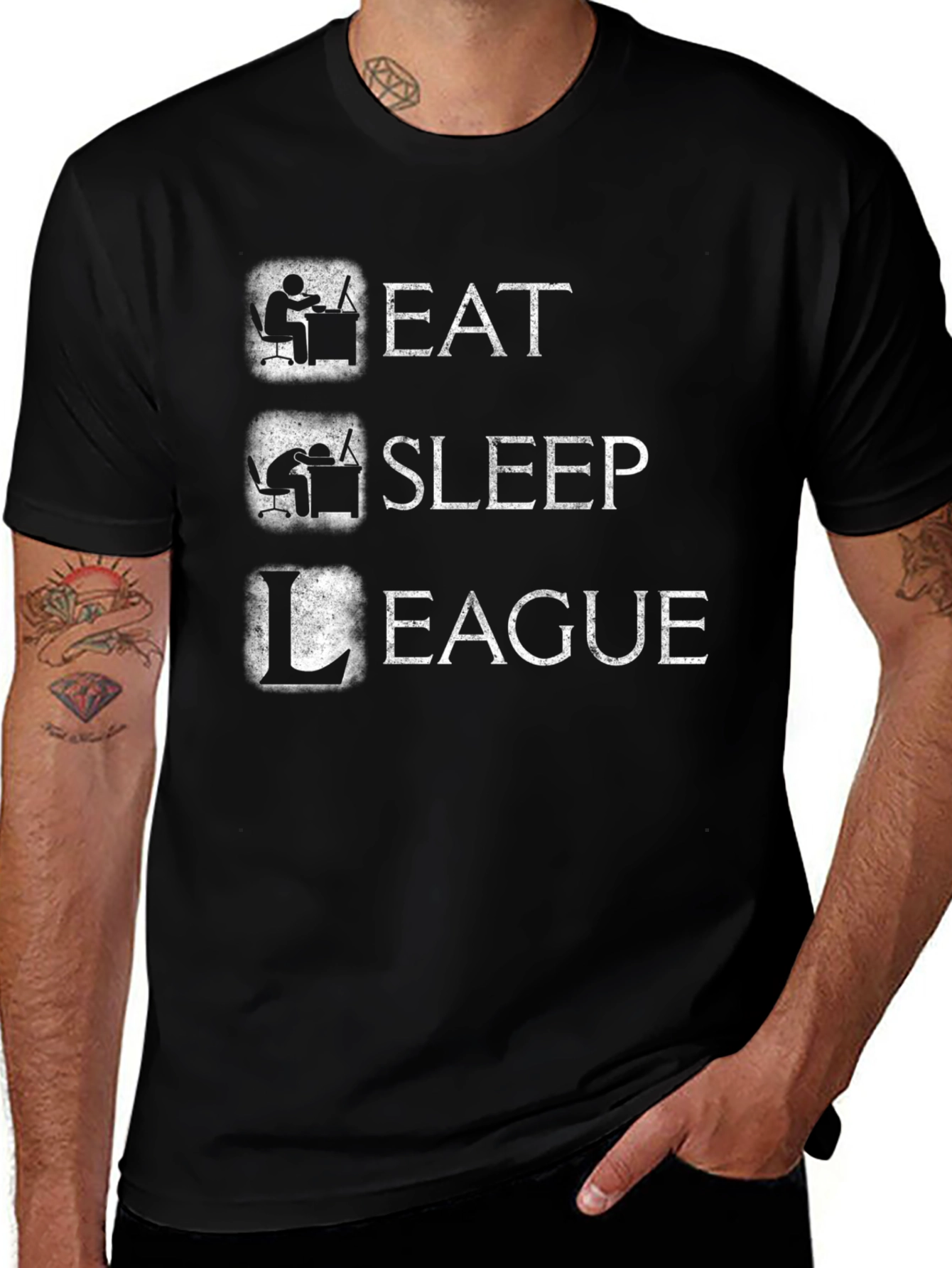 Eat Sleep League Gamer T-Shirt - Black Cotton Tee