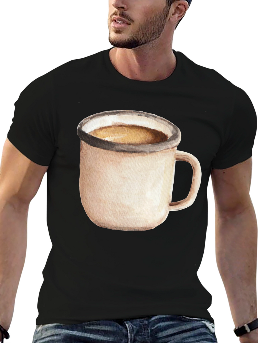 Coffee Mug Graphic Tee - Black Cotton T-Shirt