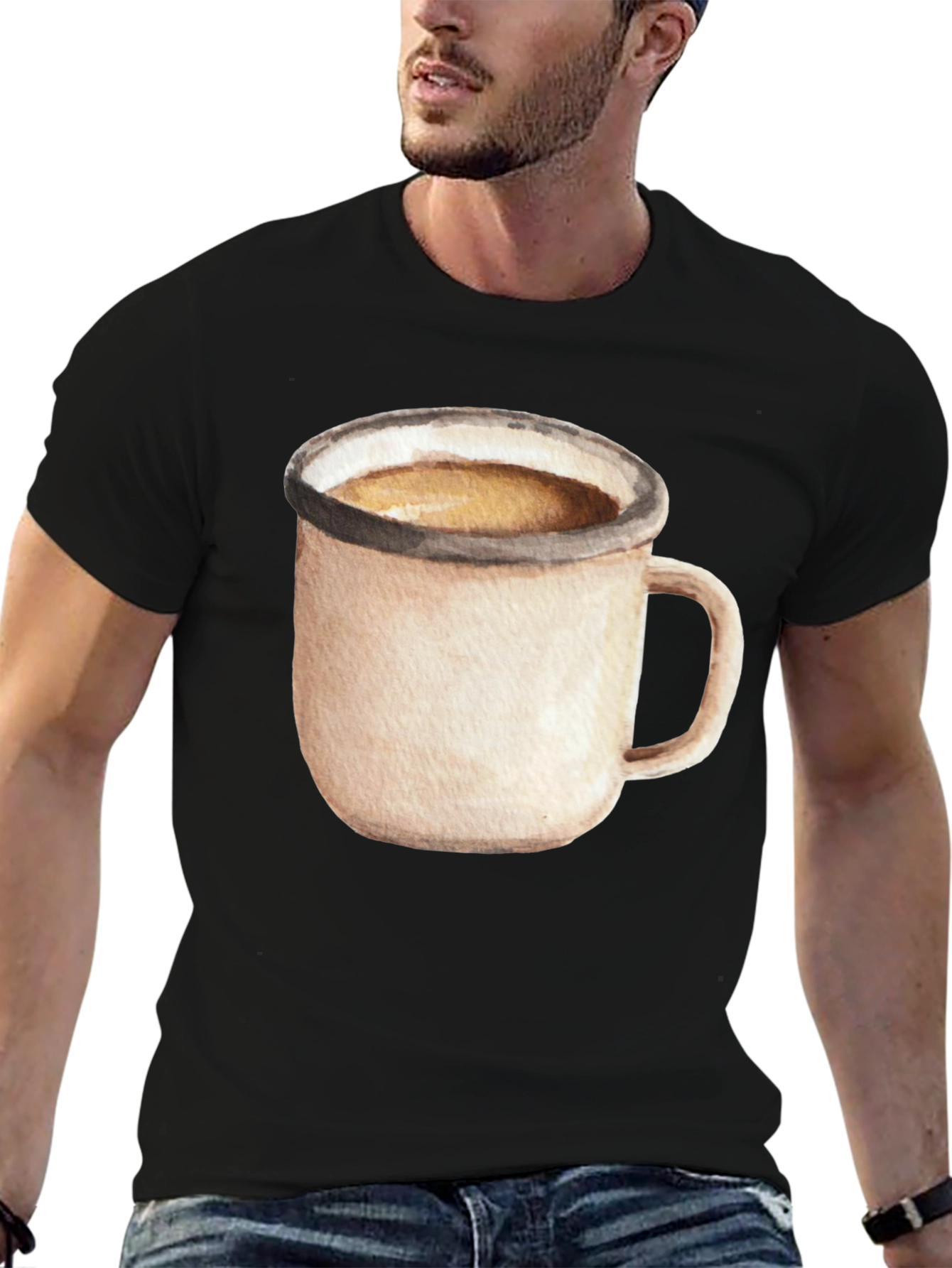 Coffee Mug Graphic Tee - Black Cotton T-Shirt