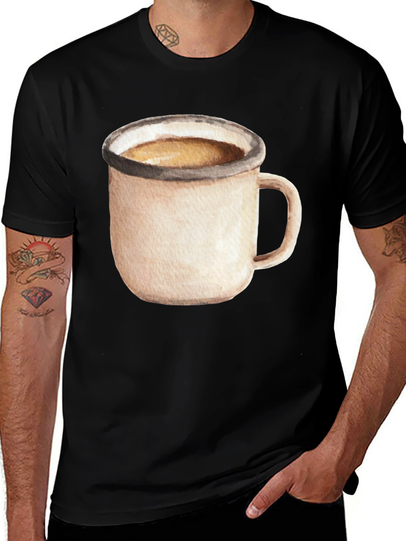 Coffee Mug Graphic Tee - Black Cotton T-Shirt