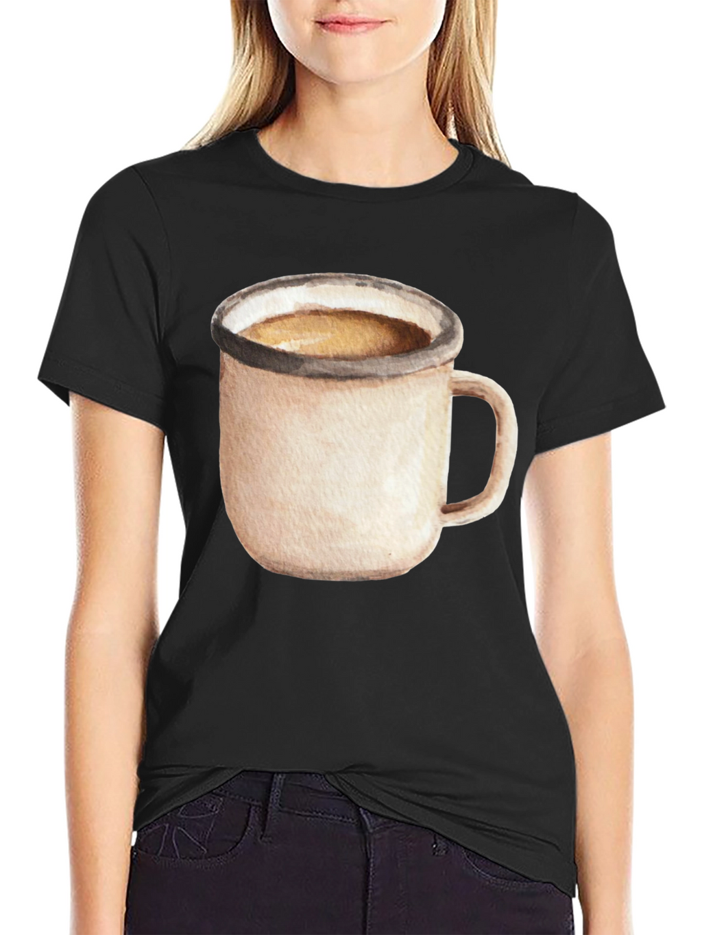 Coffee Mug Graphic Tee - Black Cotton T-Shirt
