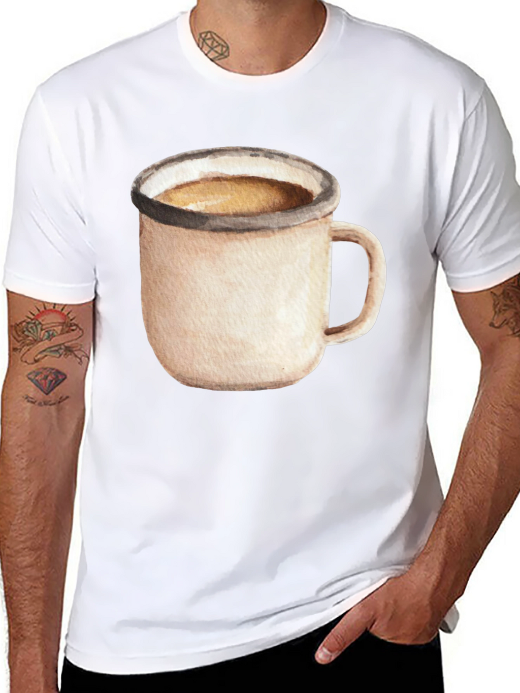 Coffee Mug Graphic Tee - Black Cotton T-Shirt