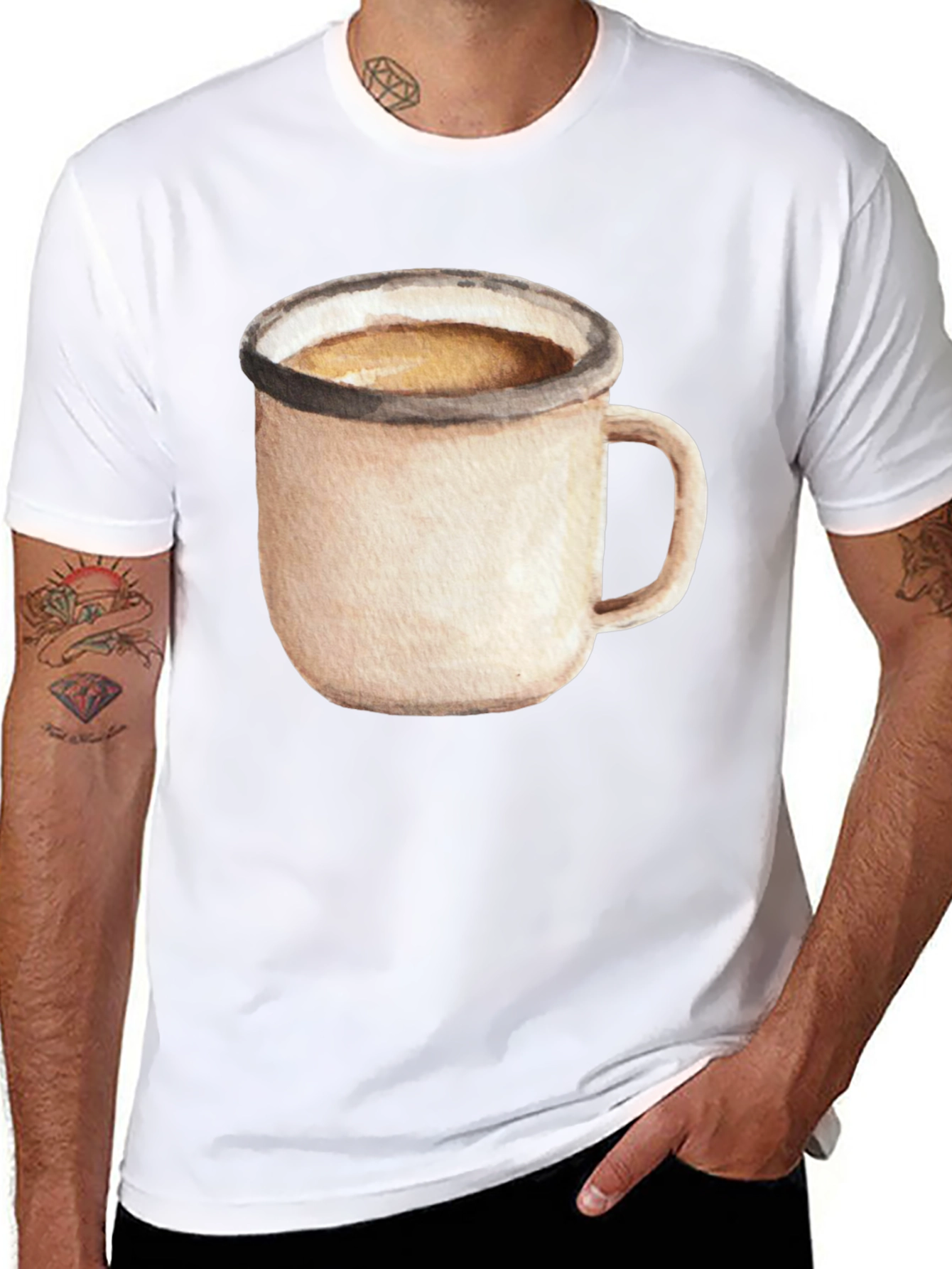 Coffee Mug Graphic Tee - Black Cotton T-Shirt