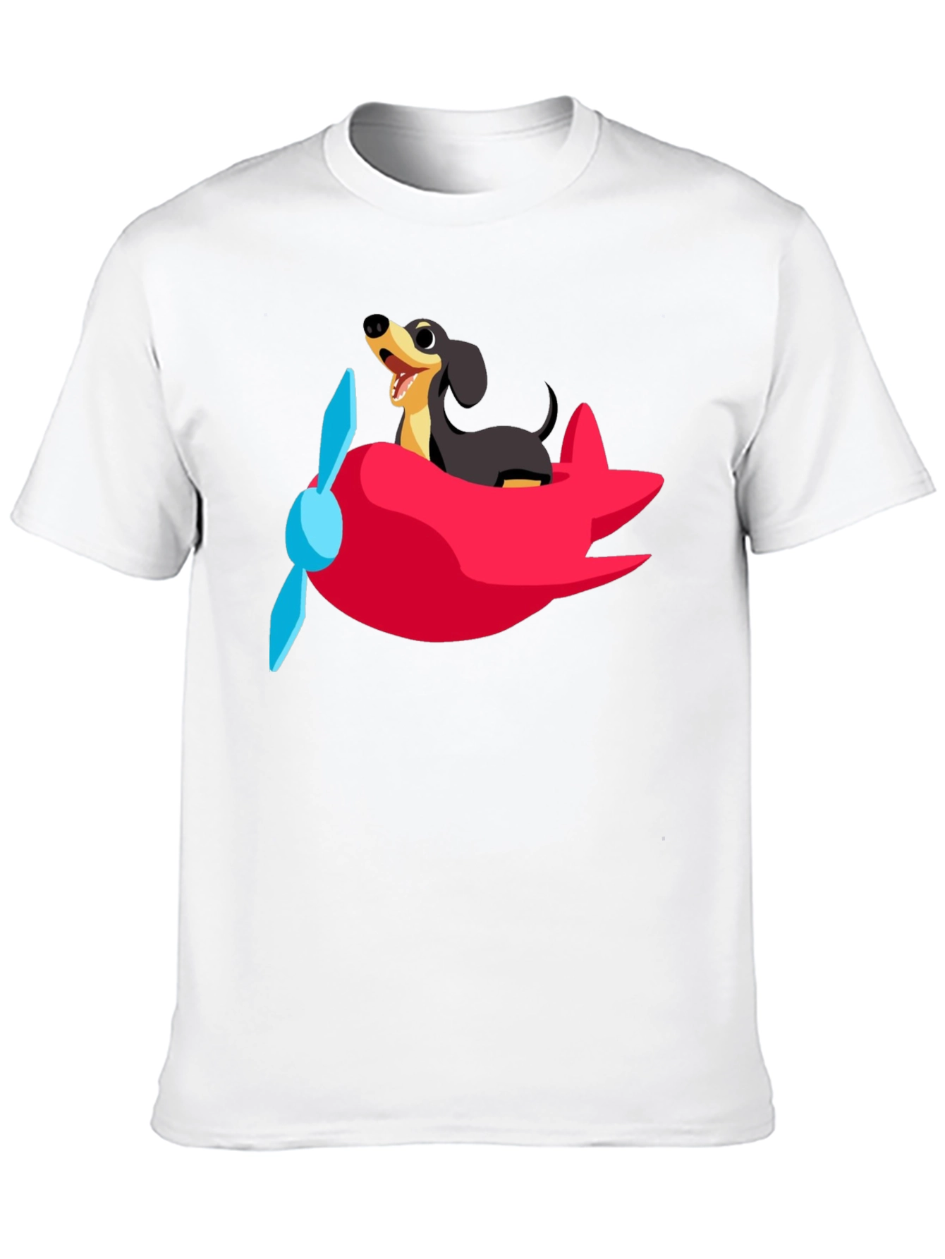 Dachshund Airplane T-Shirt: Fun Black Cotton Tee