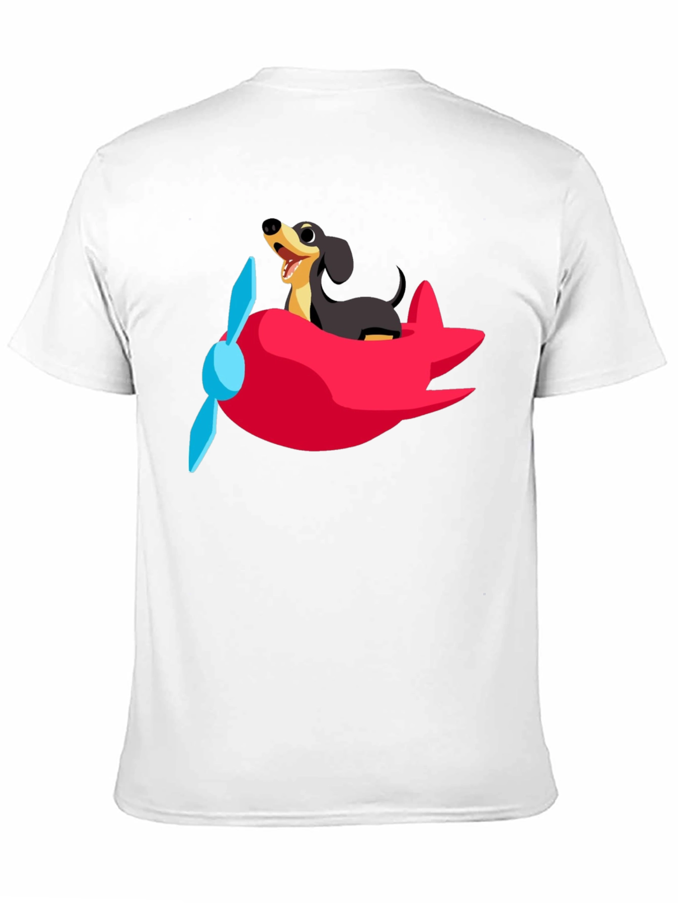 Dachshund Airplane T-Shirt: Fun Black Cotton Tee