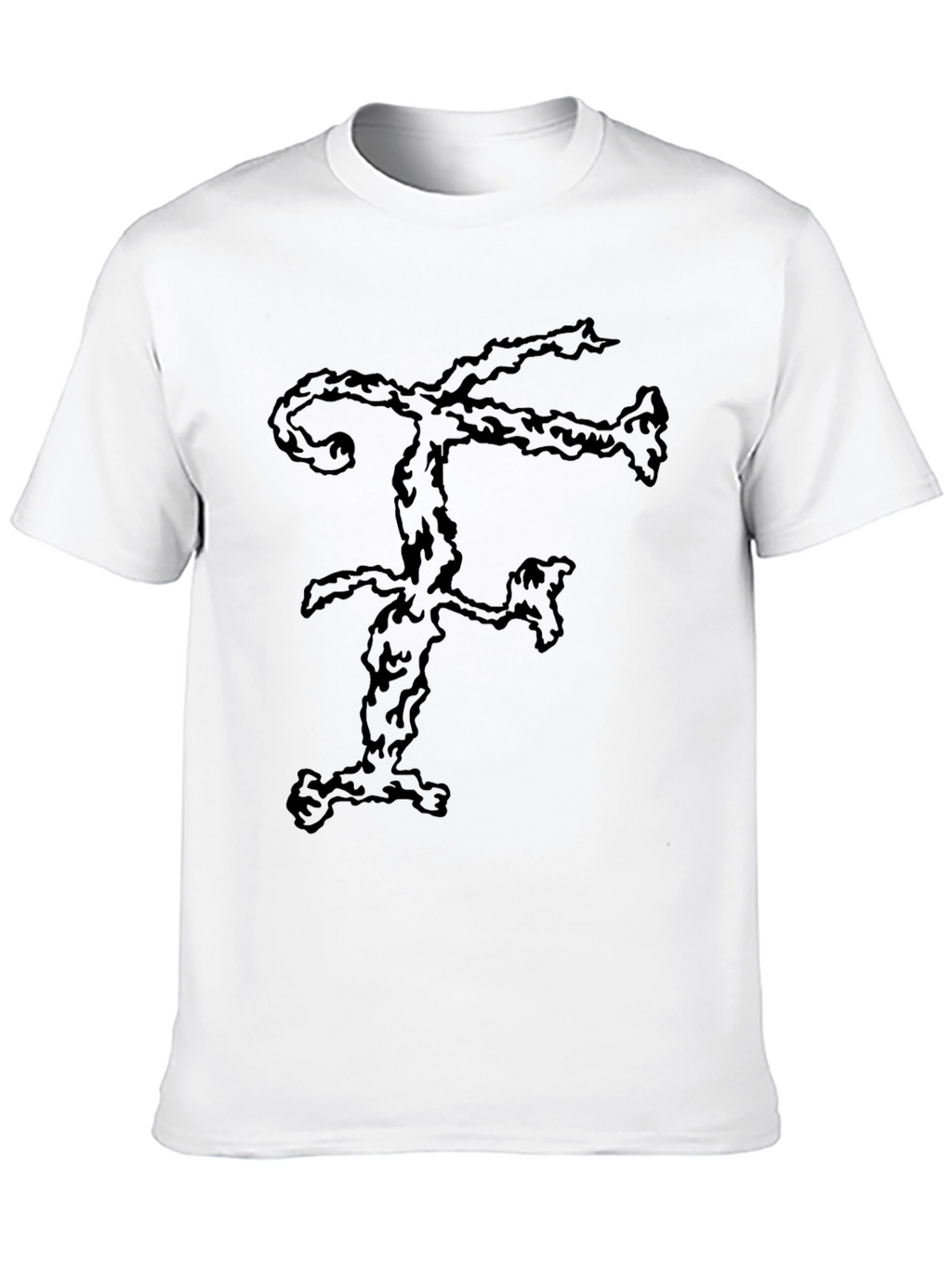 Abstract F Letter Graphic Black T-Shirt