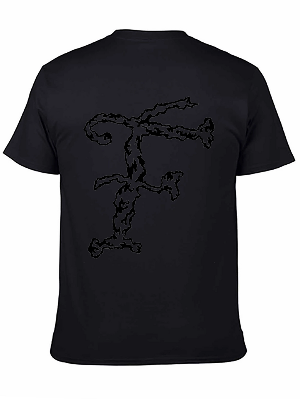 Abstract F Letter Graphic Black T-Shirt