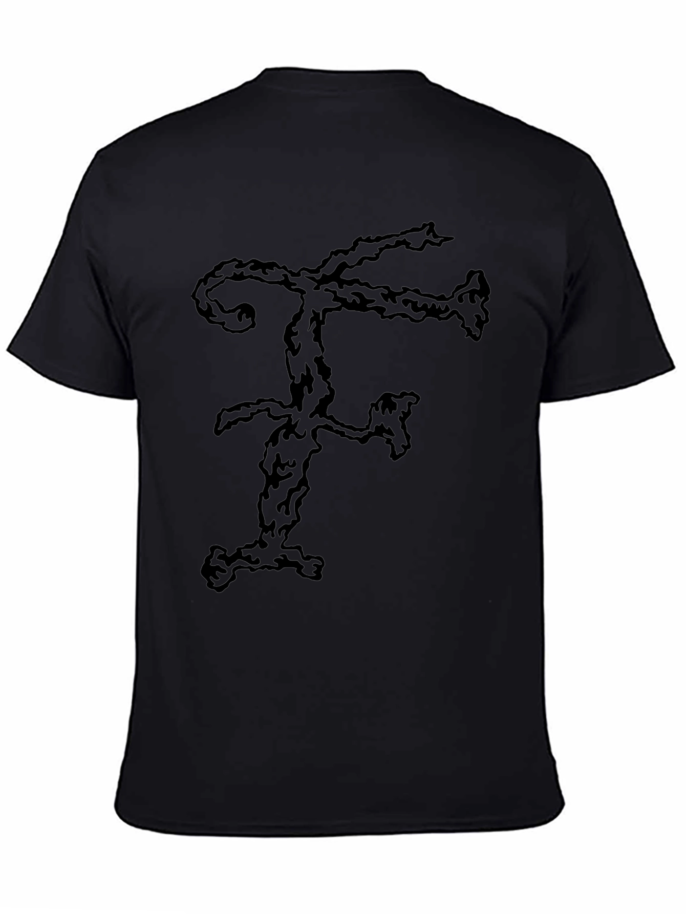 Abstract F Letter Graphic Black T-Shirt