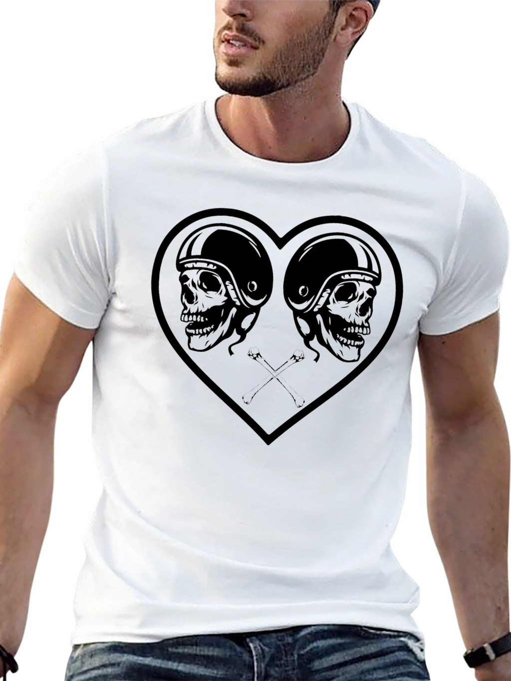 Skull Heart Graphic Tee - Mens Black T-Shirt