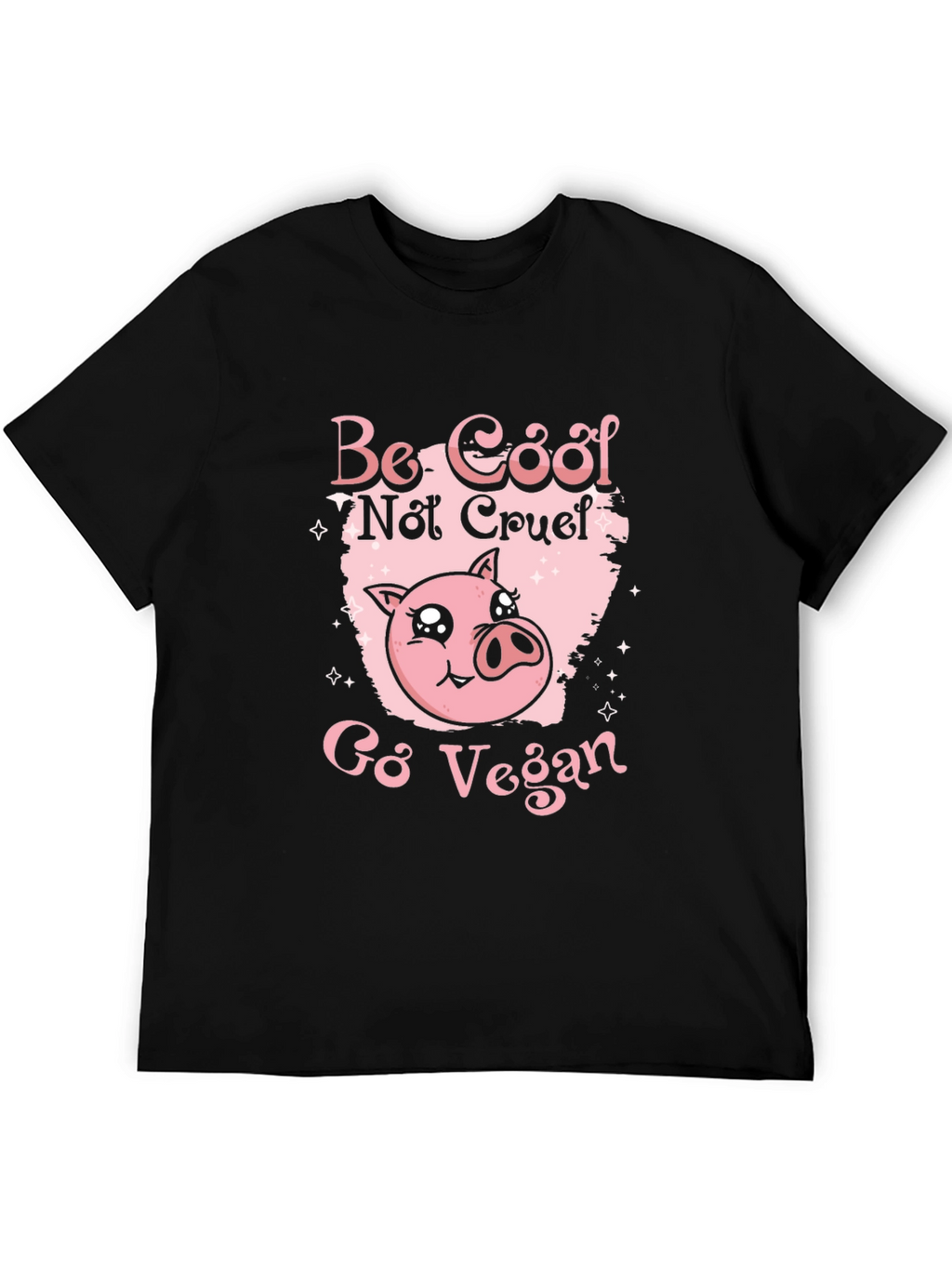 Be Cool Not Cruel Go Vegan Pig Graphic Tee