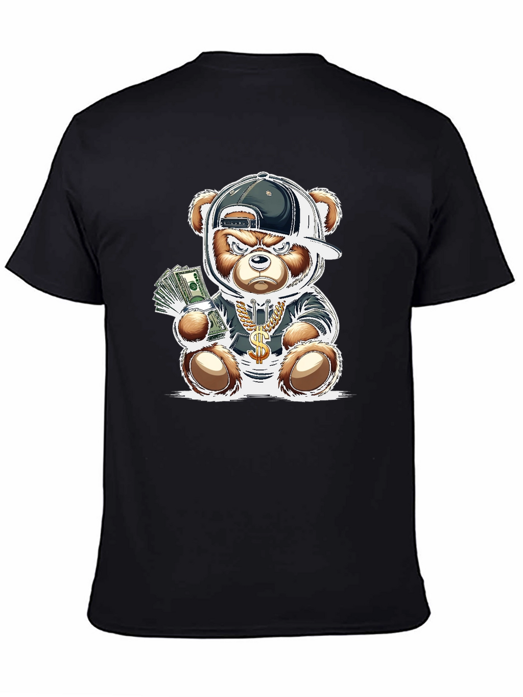 Trendy Teddy Bear Graphic Tee - Black