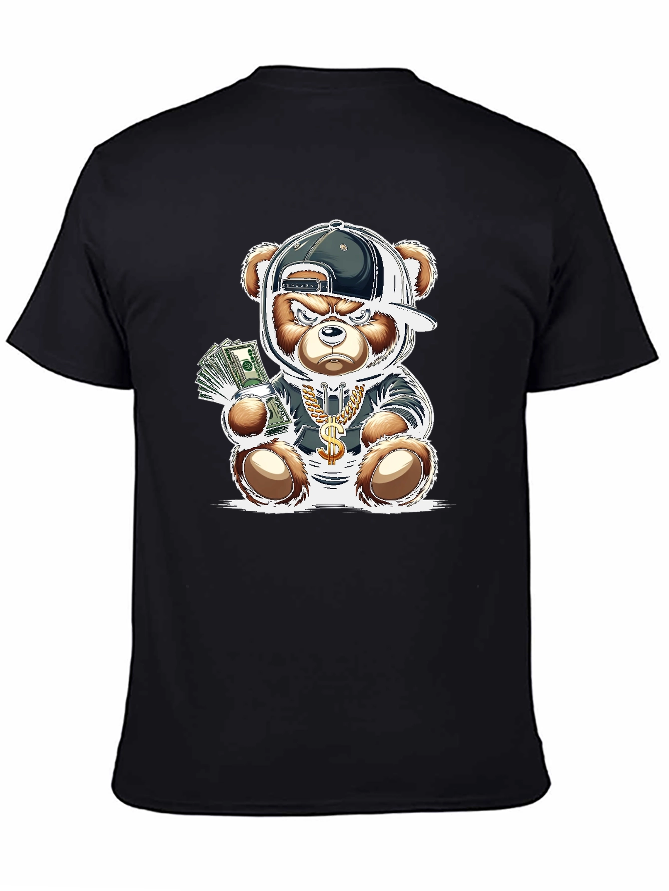 Trendy Teddy Bear Graphic Tee - Black