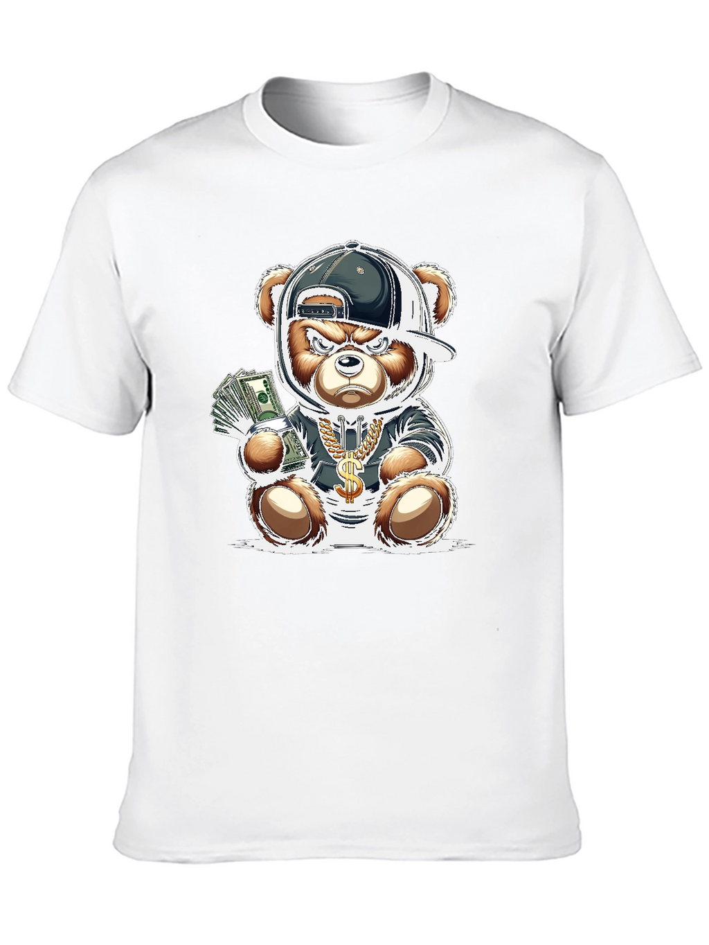 Trendy Teddy Bear Graphic Tee - Black