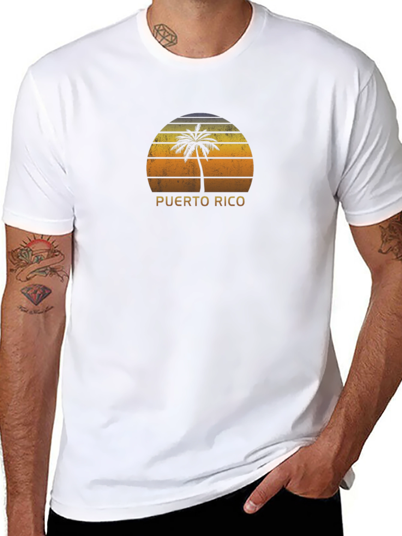 Puerto Rico Palm Tree Sunset Graphic Tee