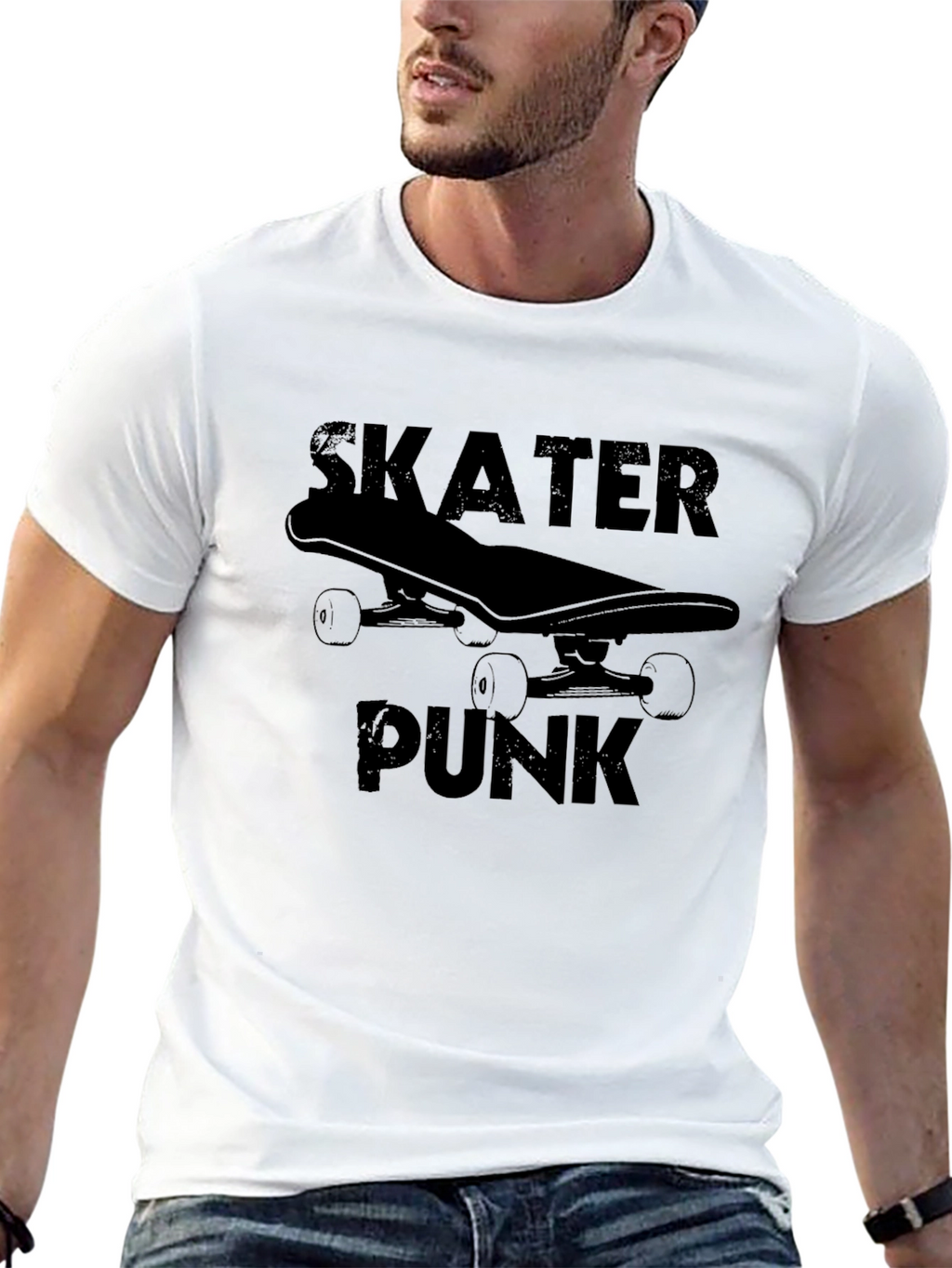 Skater Punk Graphic Tee - Black Cotton T-Shirt