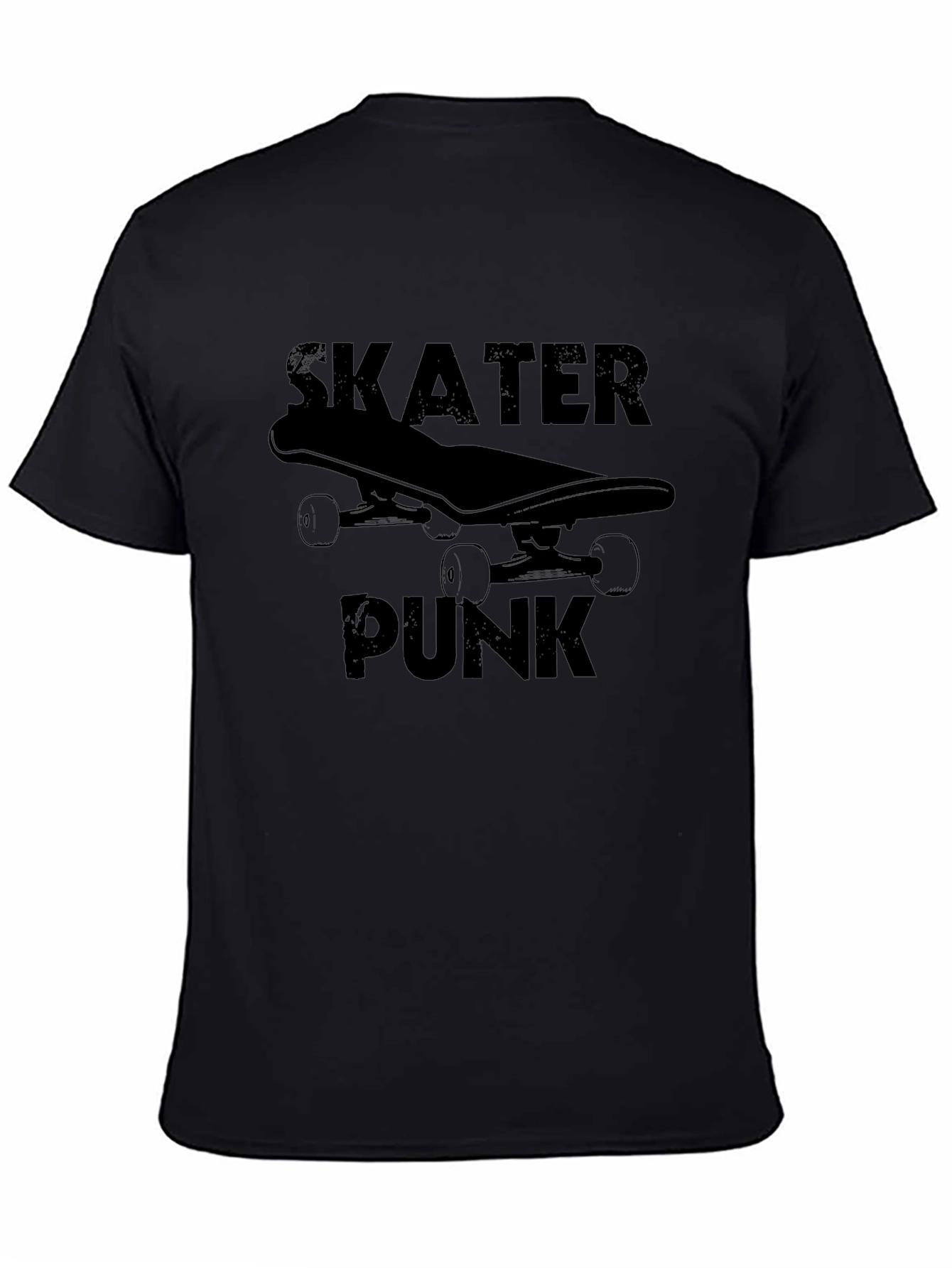 Skater Punk Graphic Tee - Black Cotton T-Shirt