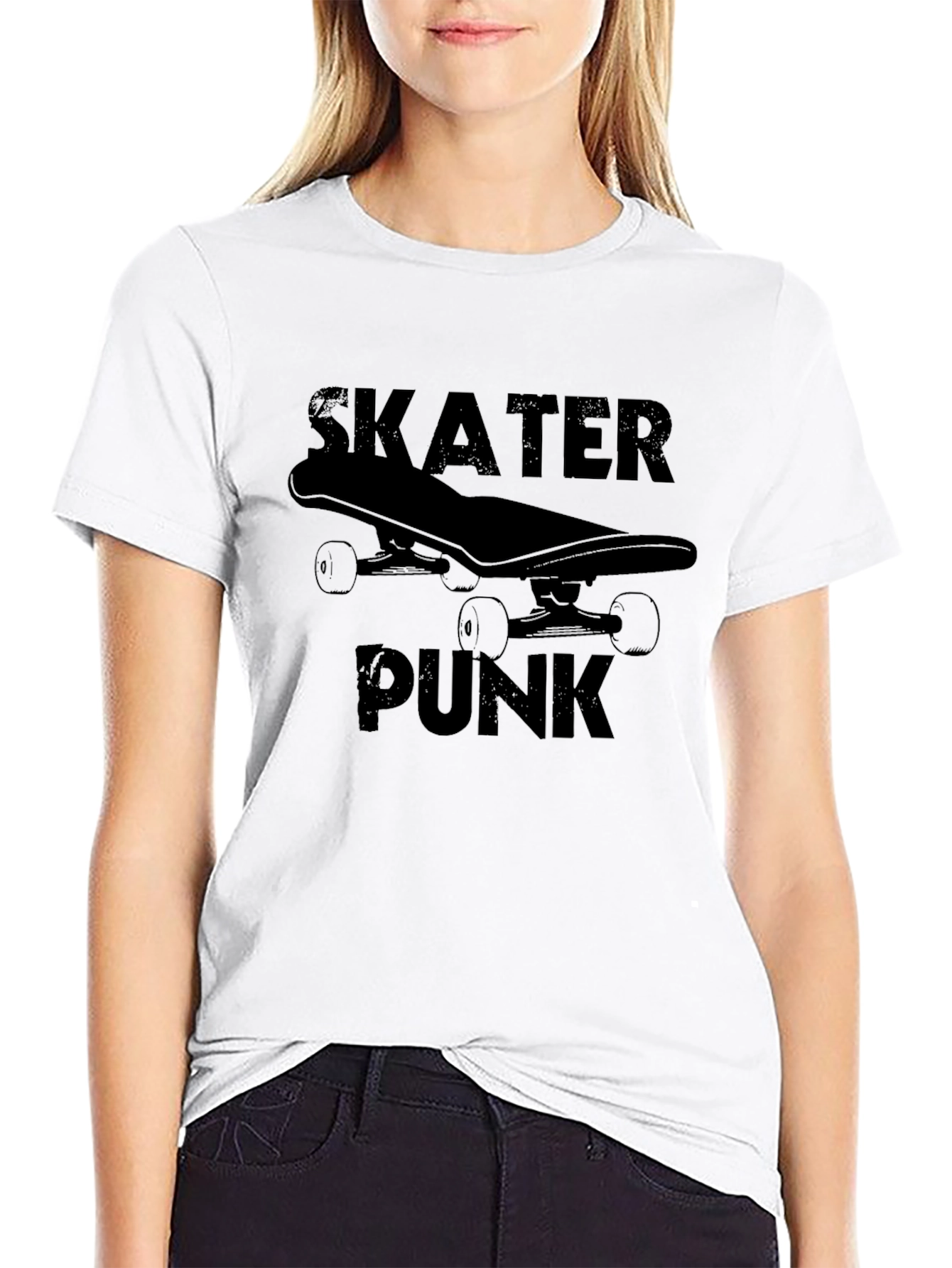 Skater Punk Graphic Tee - Black Cotton T-Shirt