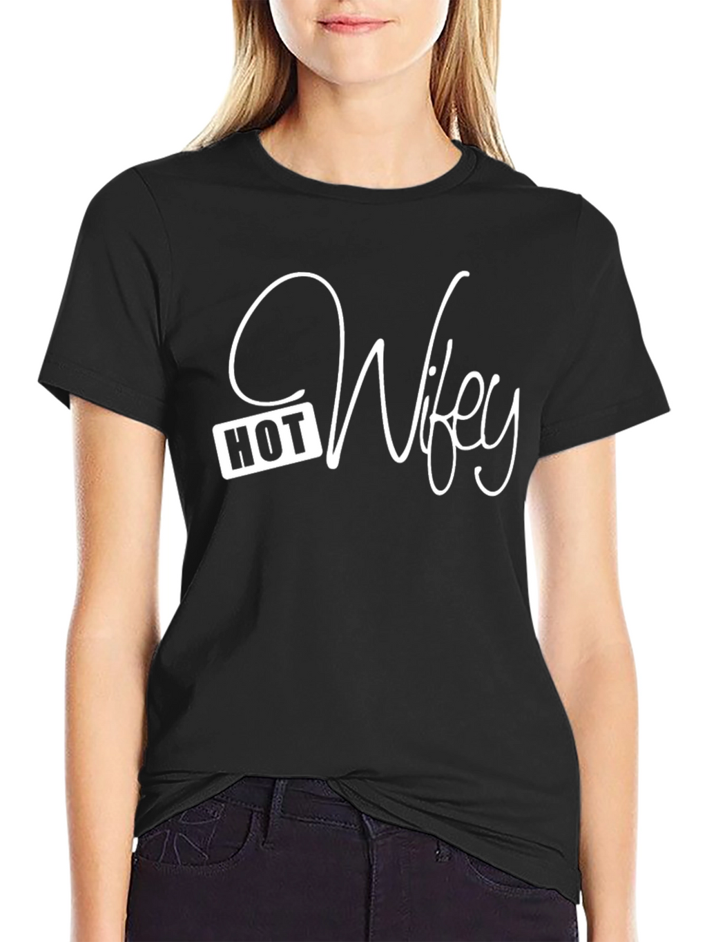 Hot Wifey Graphic T-Shirt - Black
